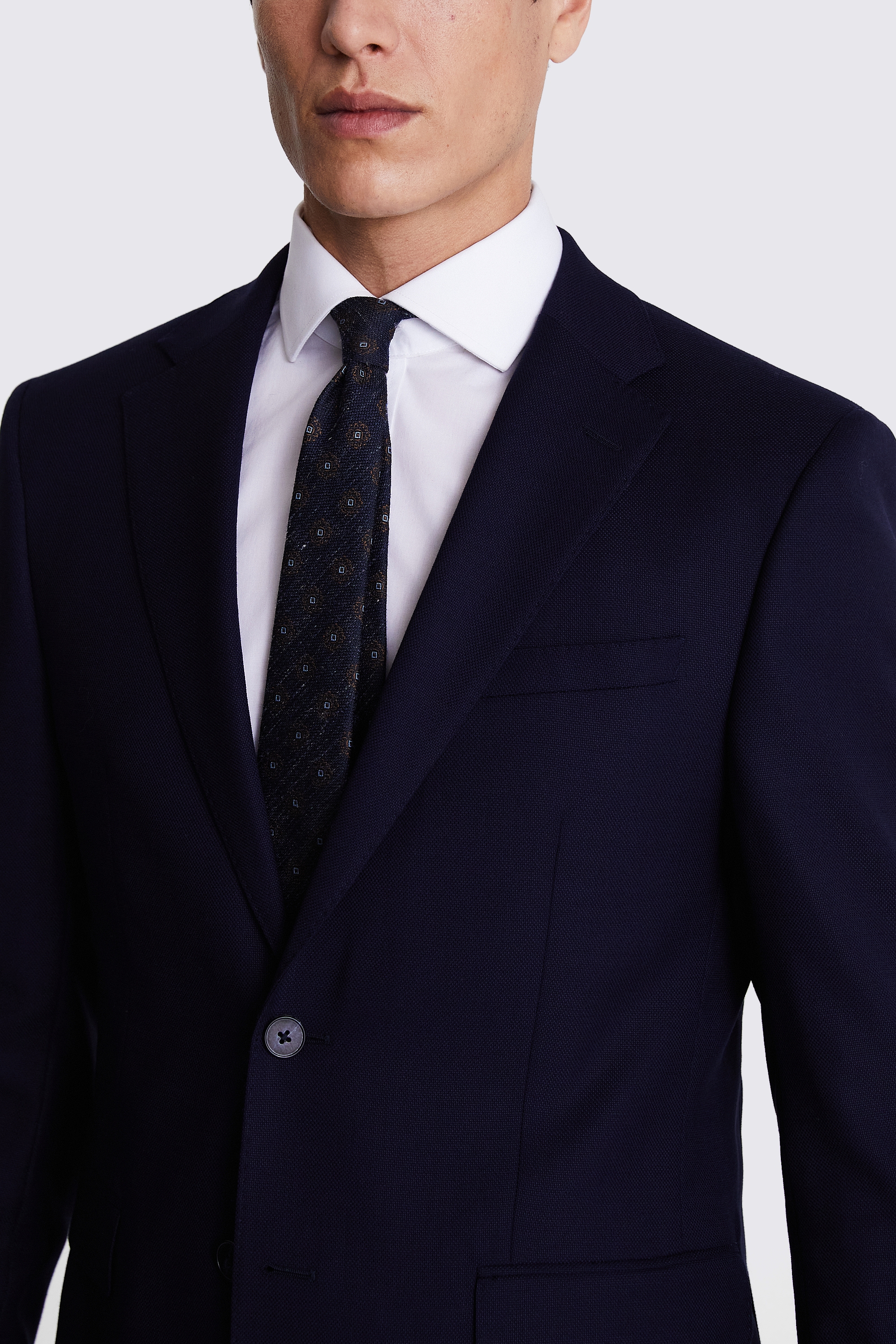 Italian Slim Fit Navy Hopsack Jacket