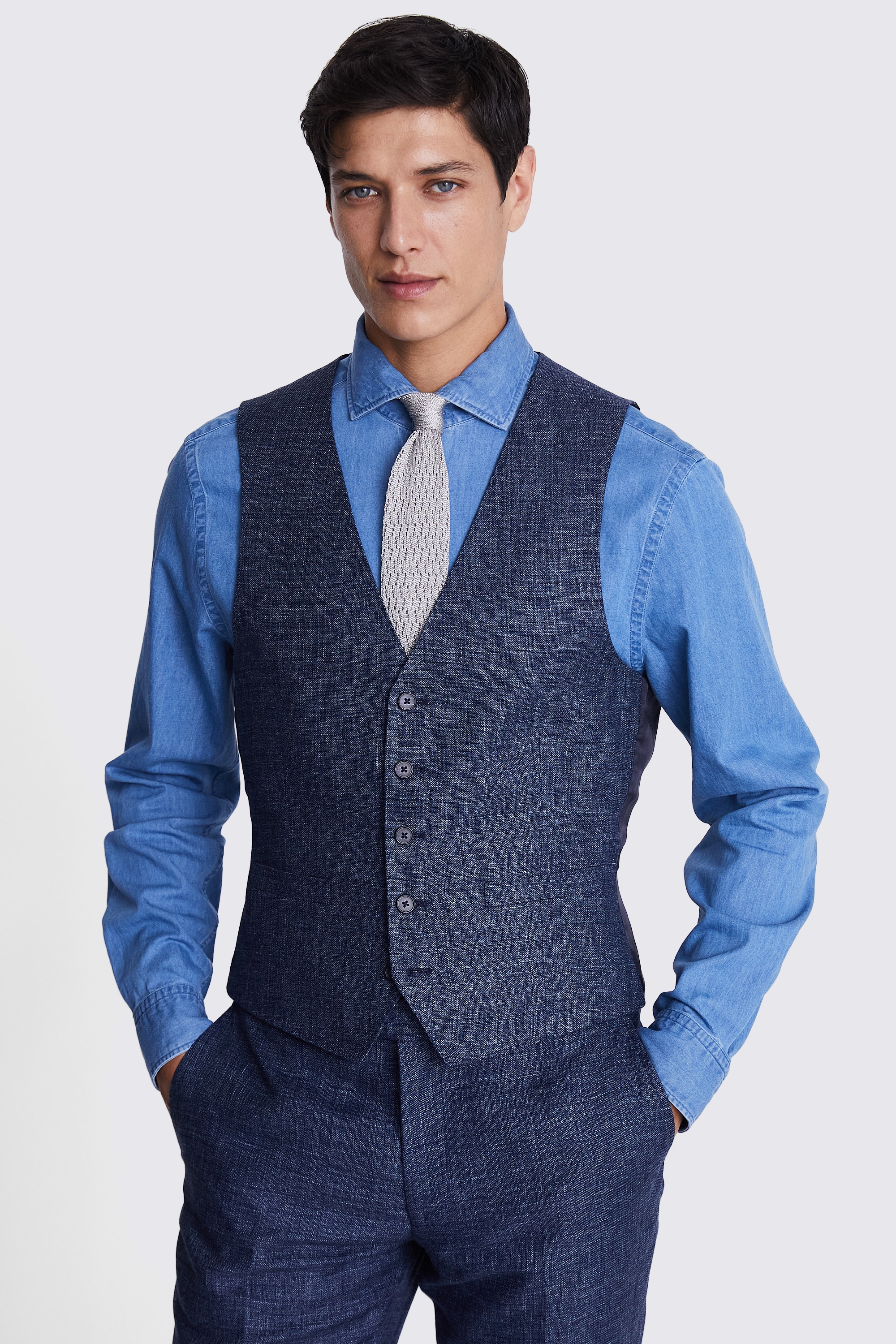 Italian Slim Fit Blue Texture Jacket