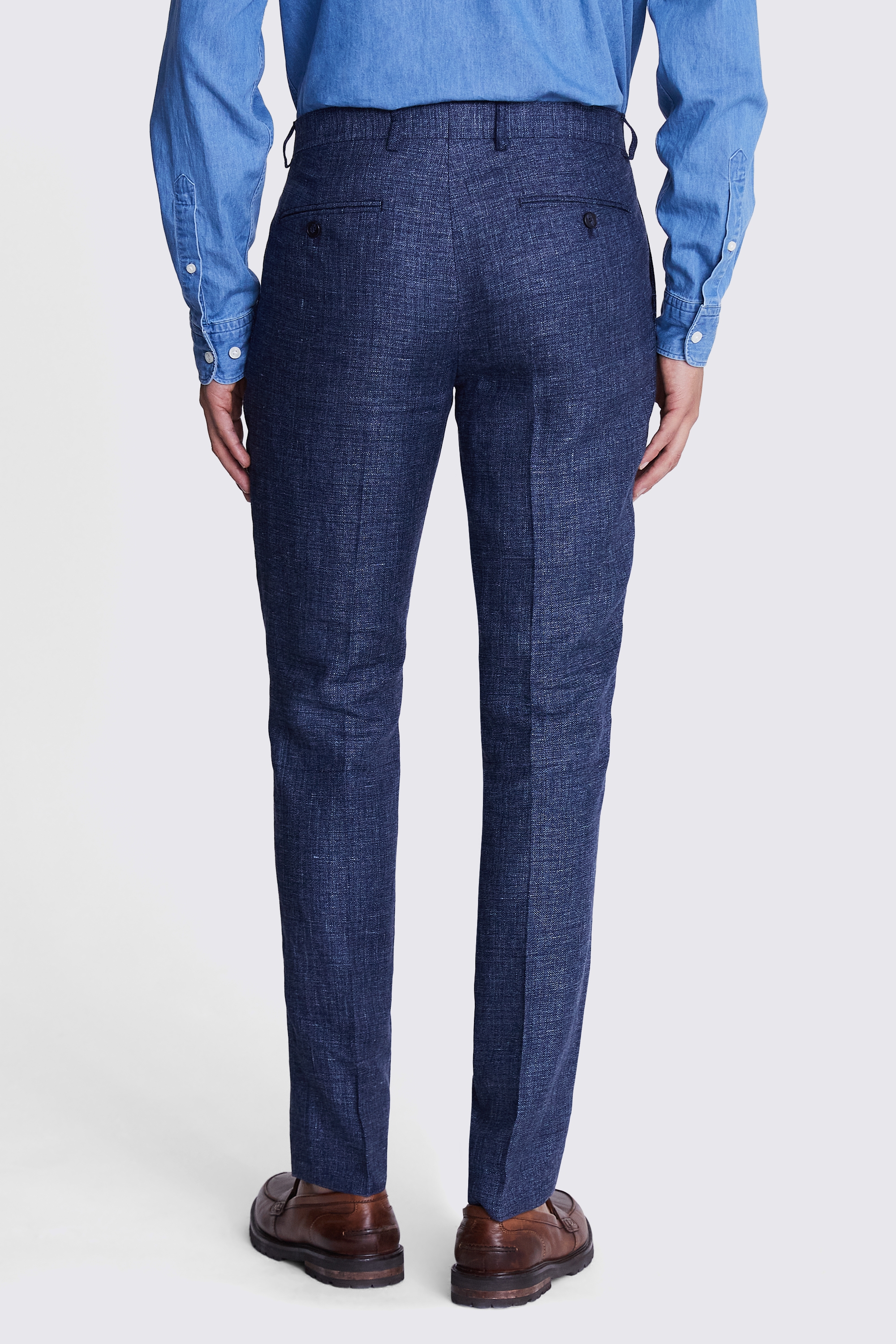 Italian Slim Fit Blue Texture Trousers