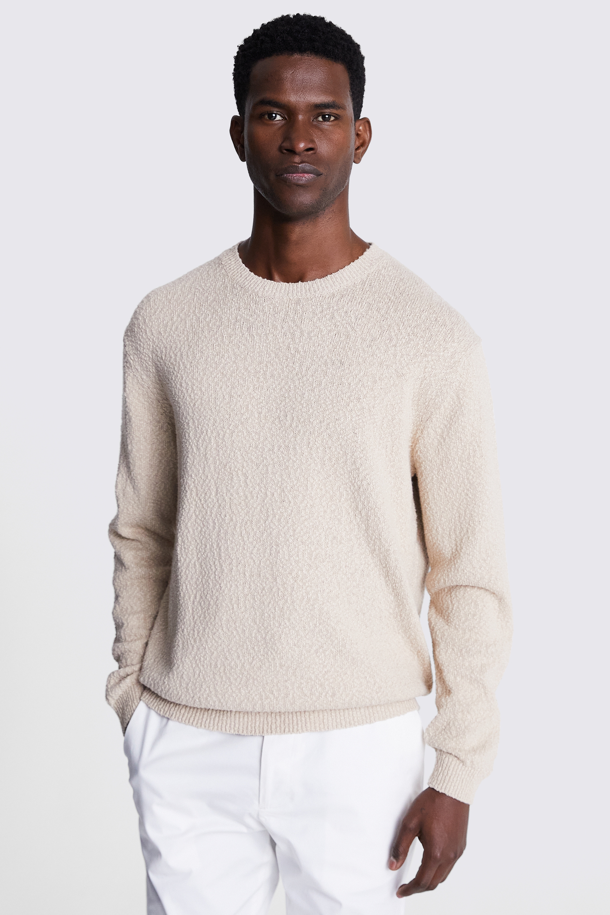 Camel Slouchy Bouclé Crew-Neck Jumper