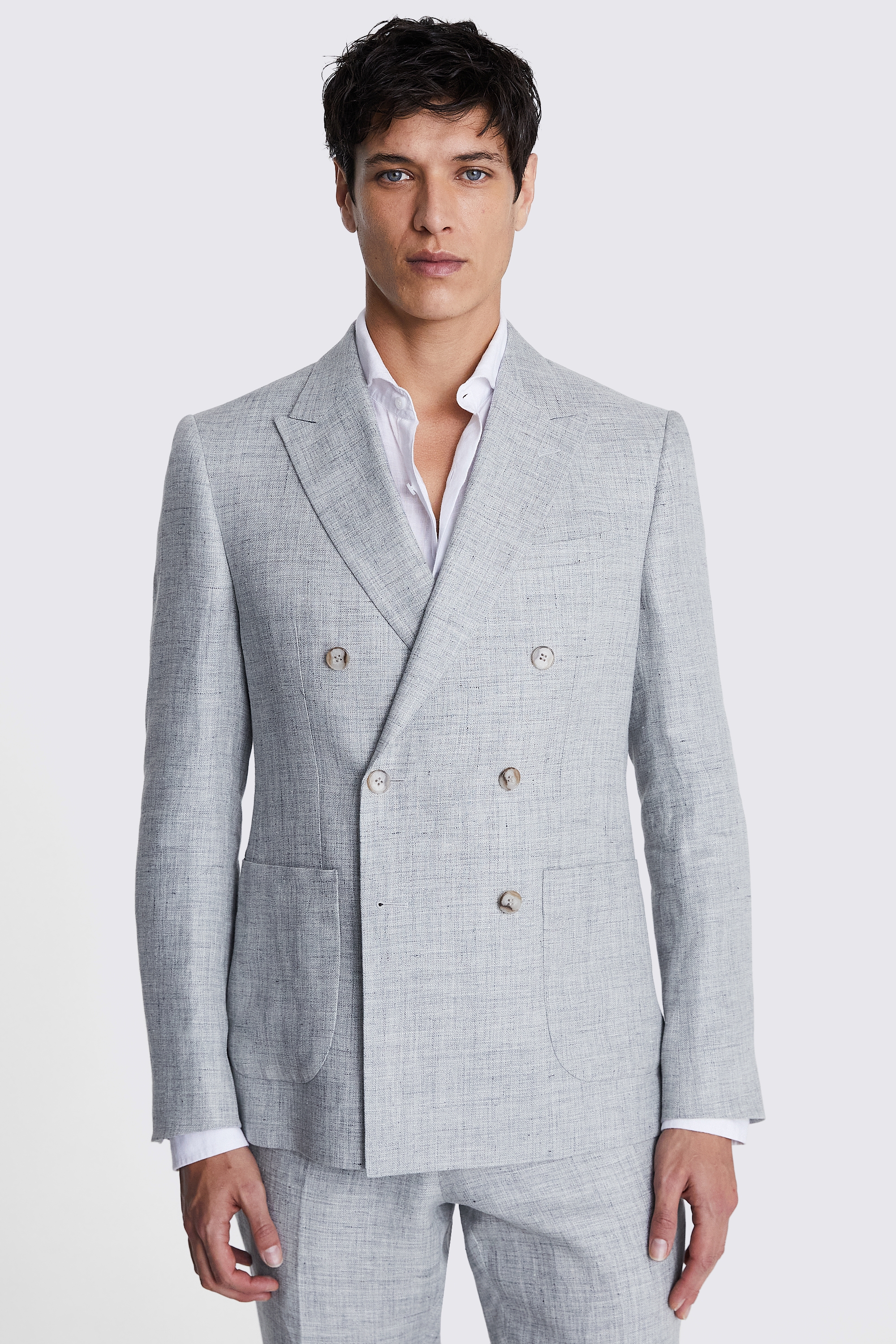 Slim Fit Light Grey Linen Jacket