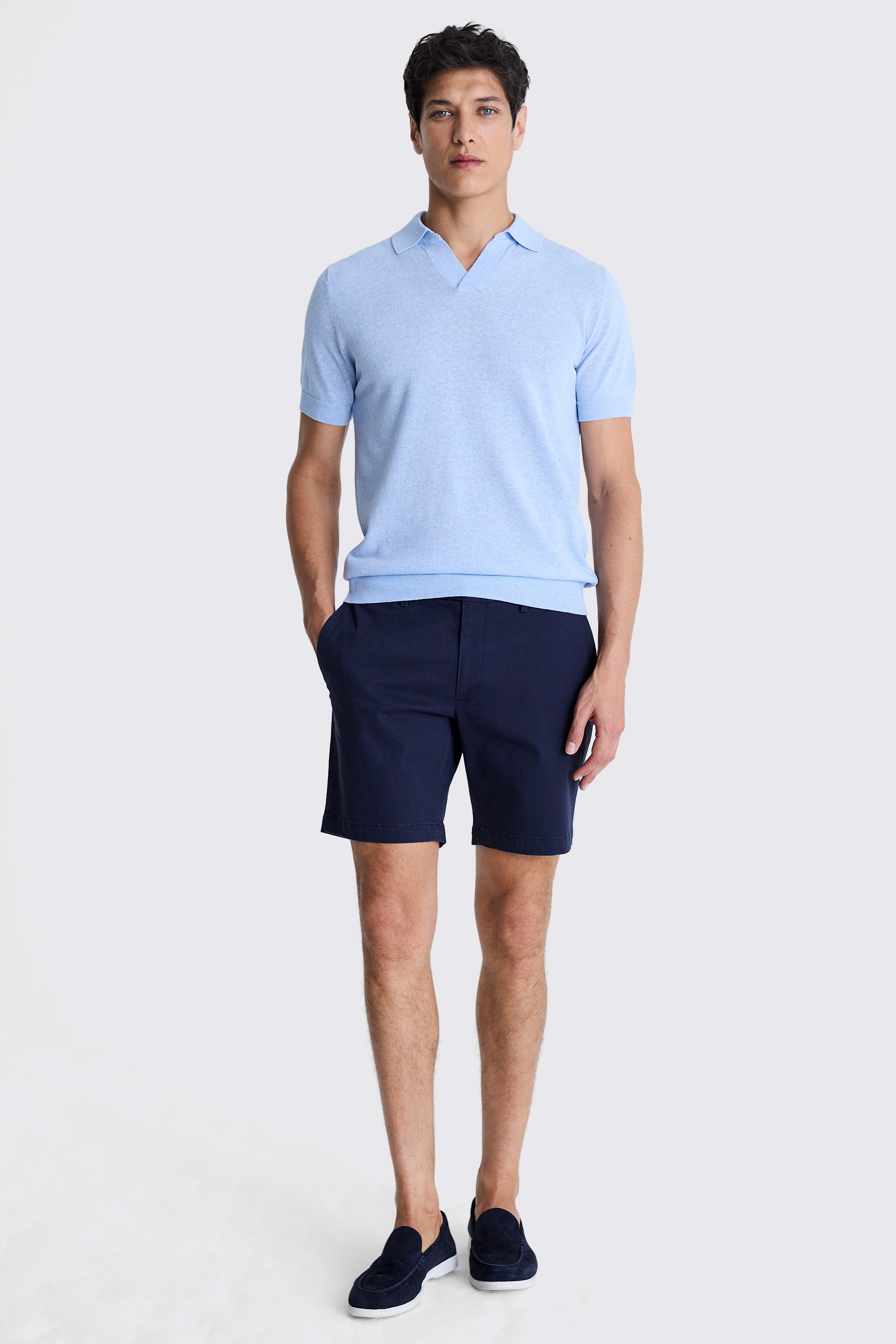 Slim Fit Navy Stretch Chino Shorts