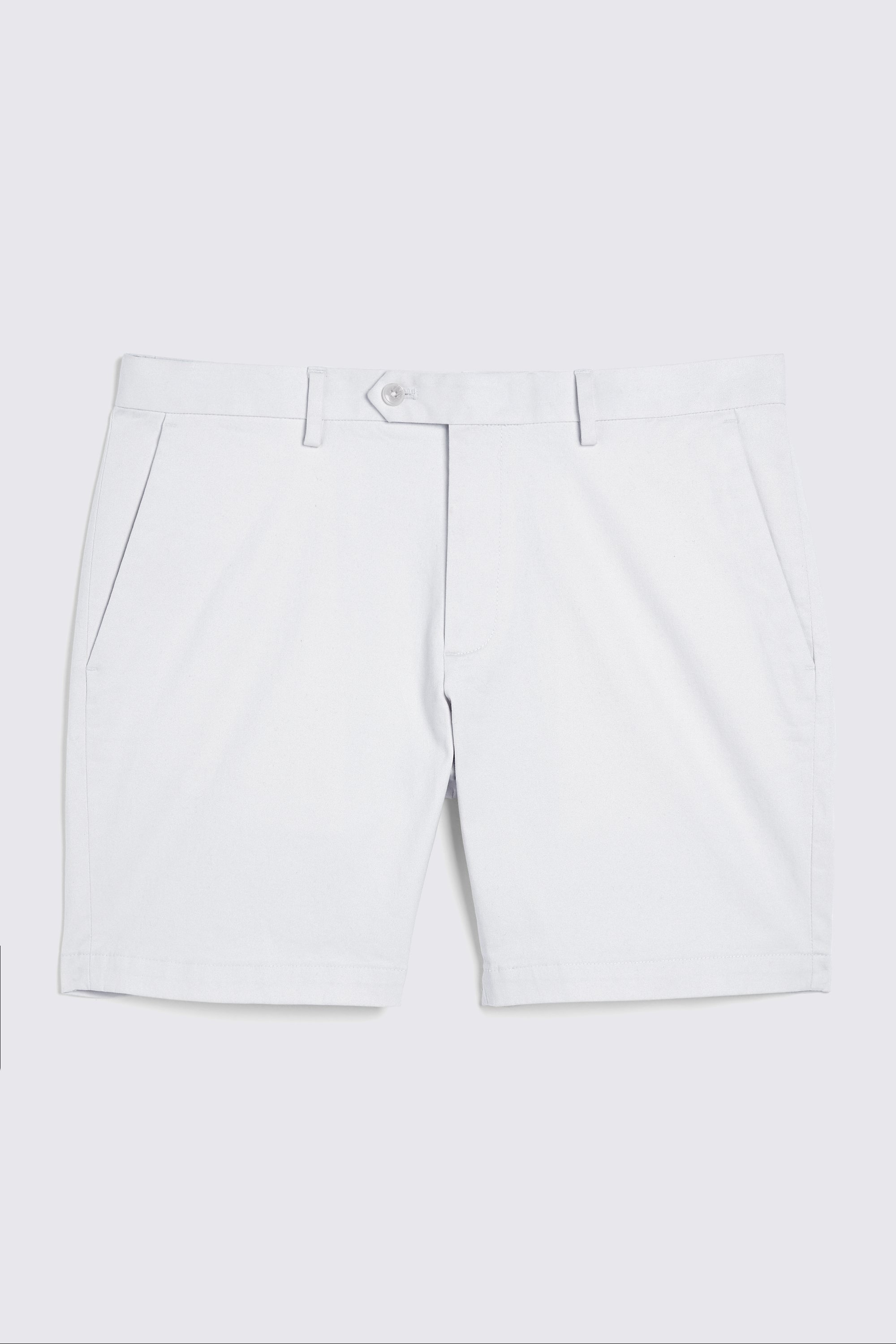 Slim Fit Off White Stretch Chino Shorts