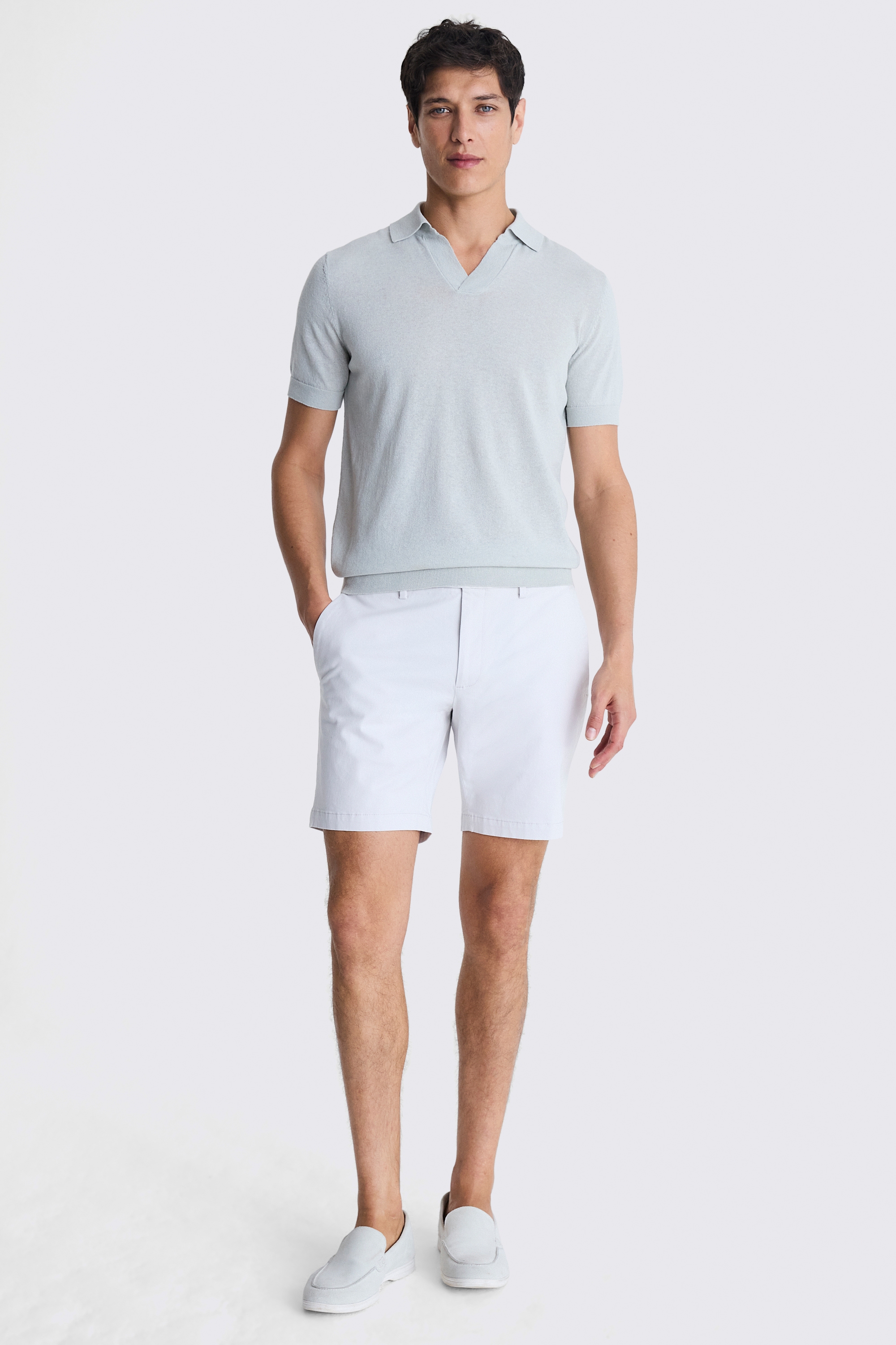 Slim Fit Light Grey Chino Shorts