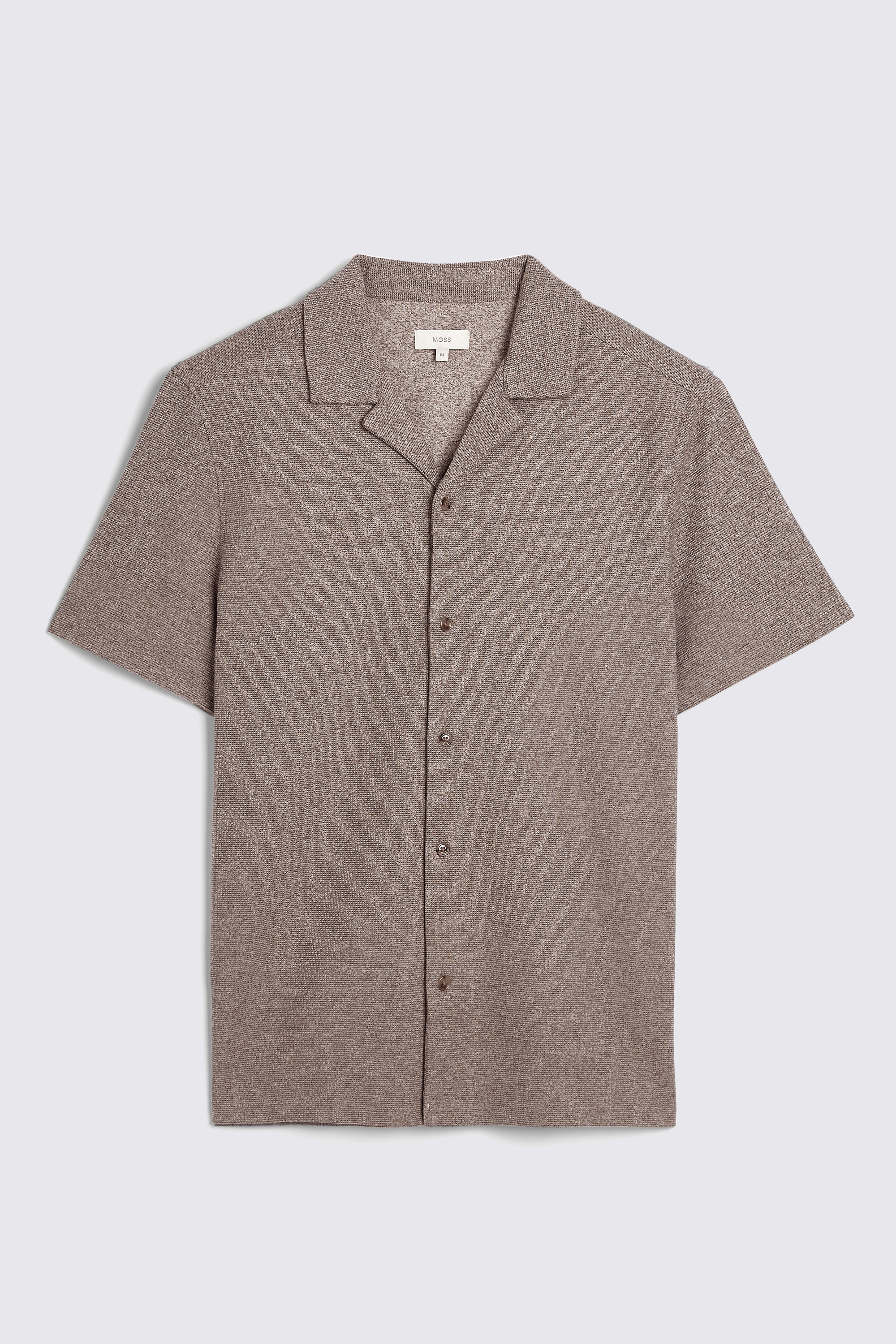 Neutral Knitted Cuban Collar Shirt