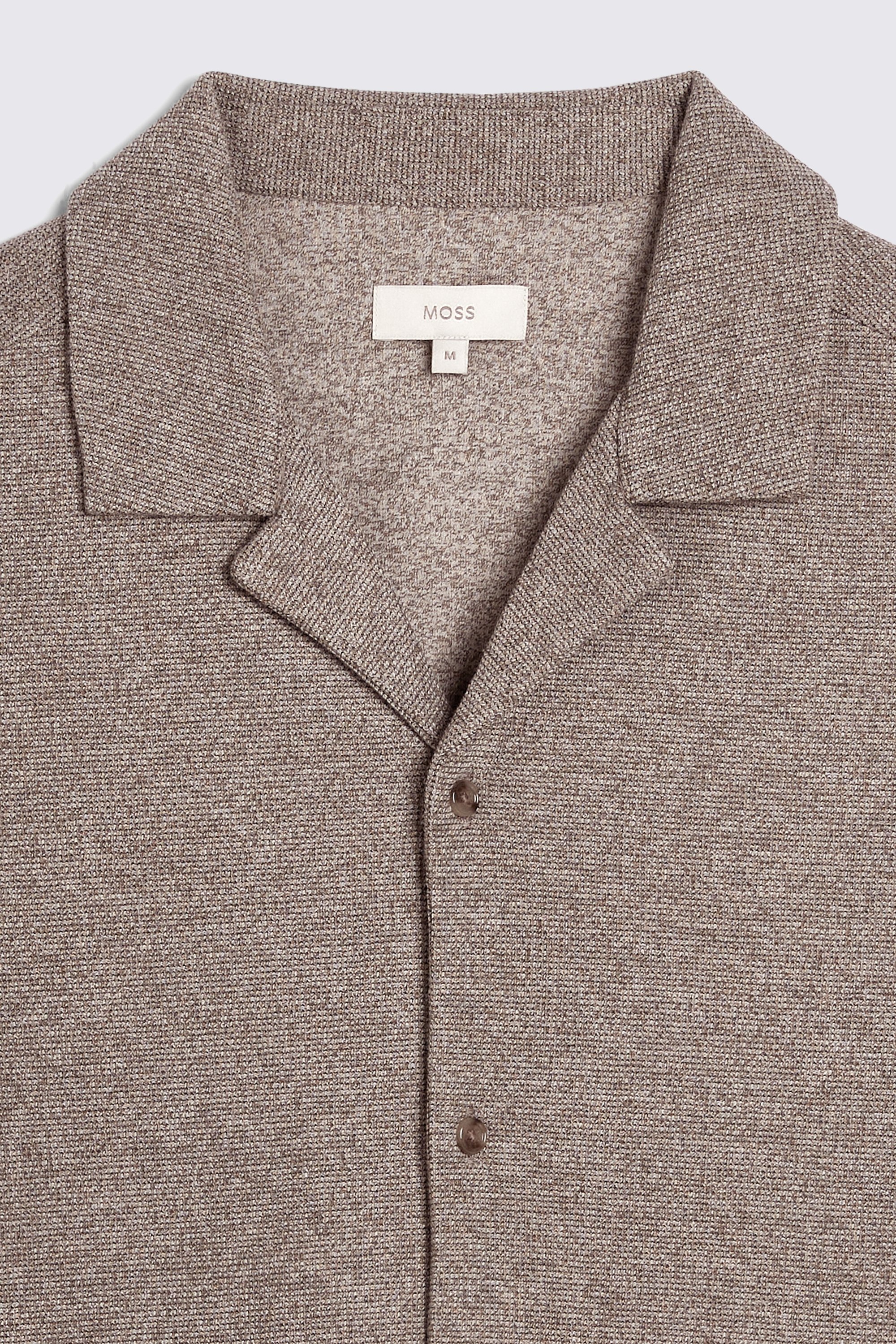 Neutral Knitted Cuban Collar Shirt