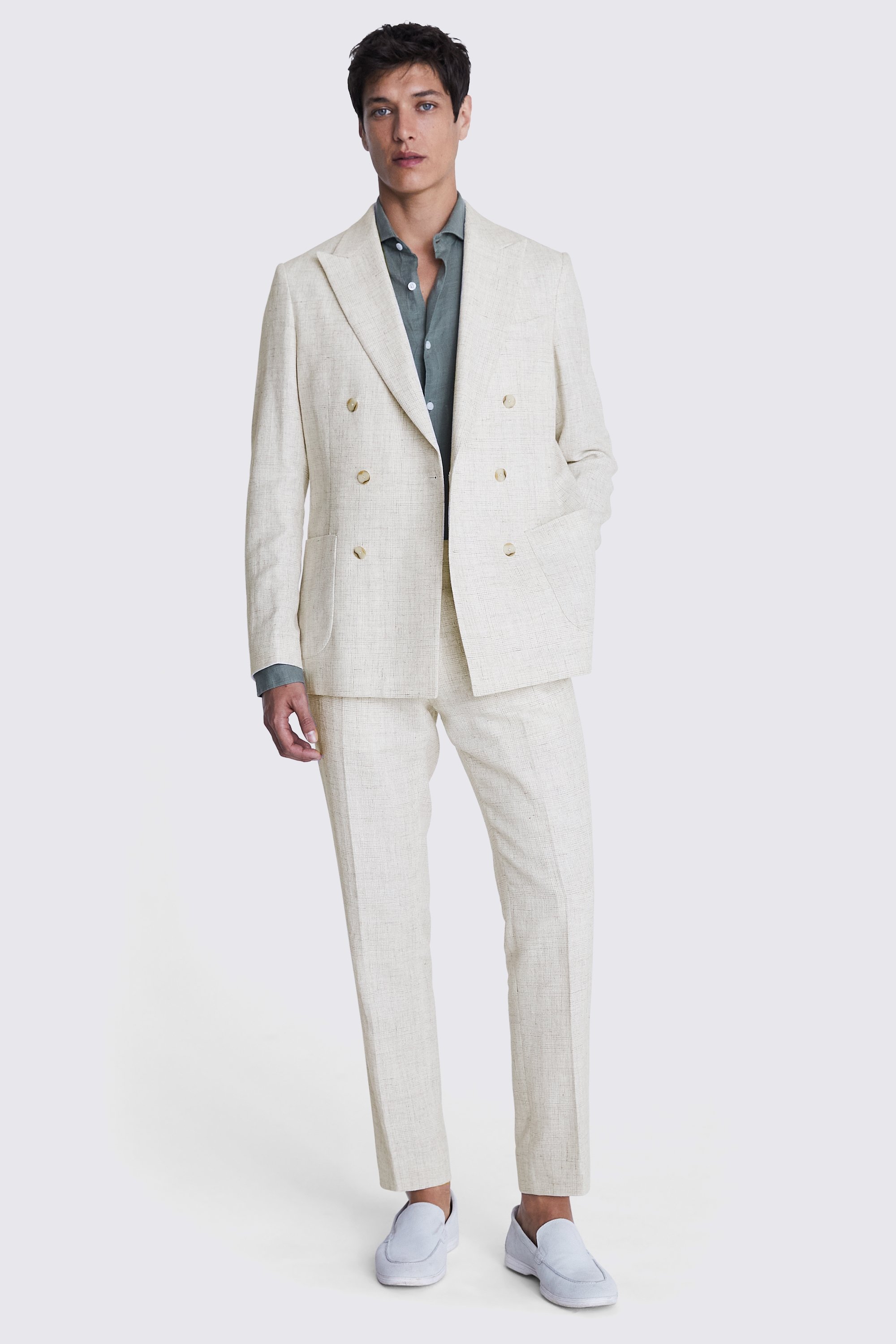 Italian Tailored Fit Off White Check Jacket | Buy Online at Moss