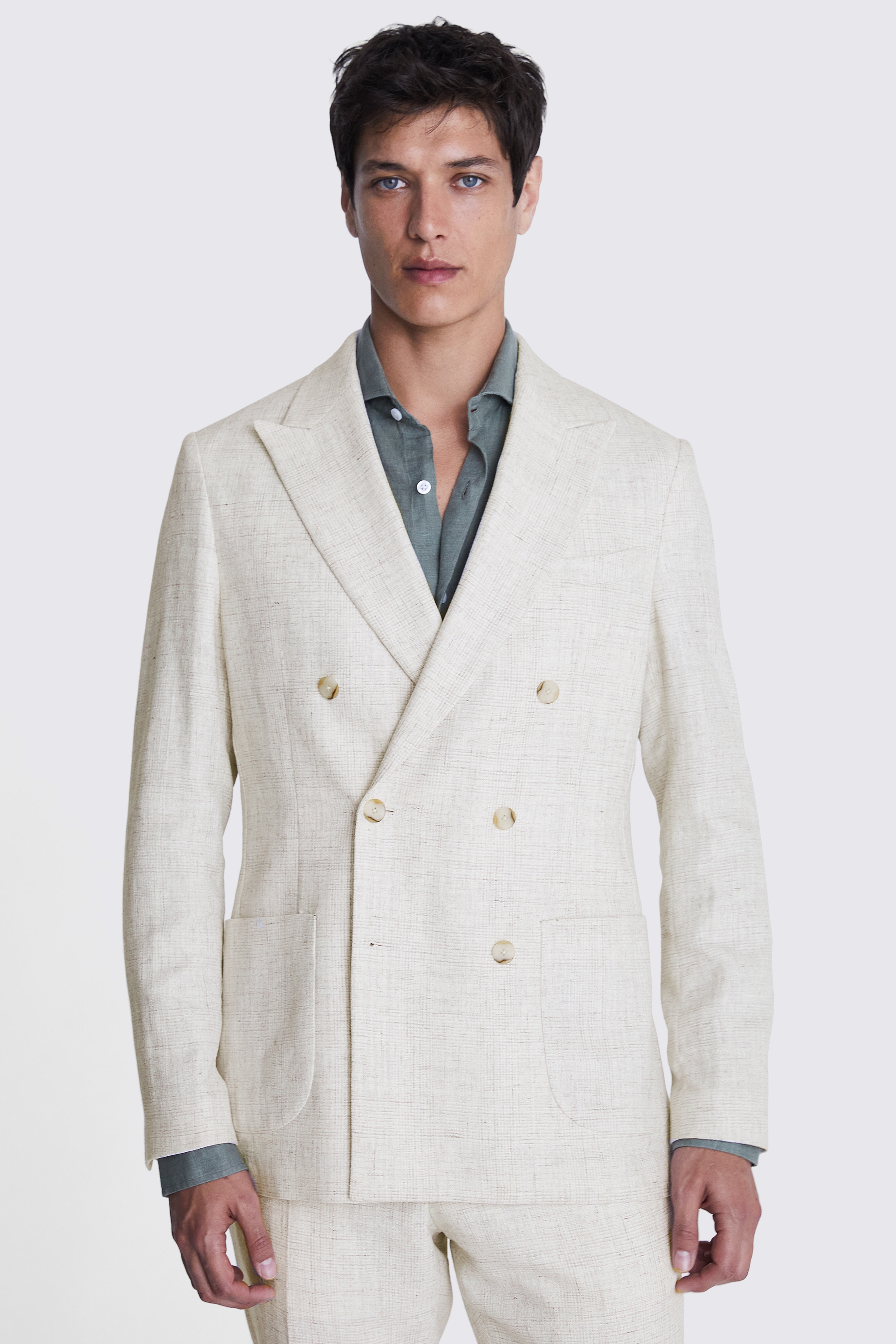 Italian Tailored Fit Off White Check Jacket