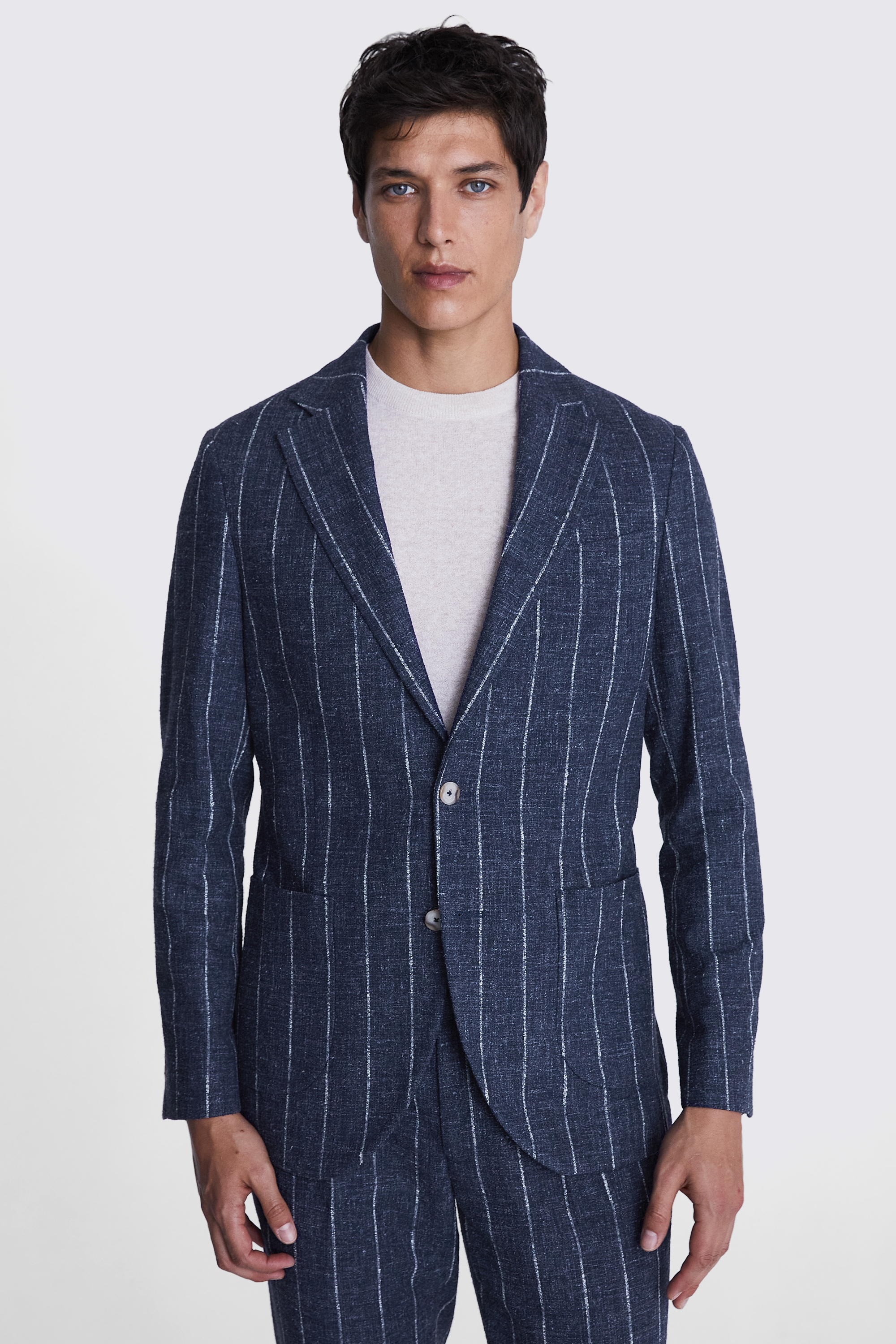 Italian Tailored Fit Blue Stripe Jacket