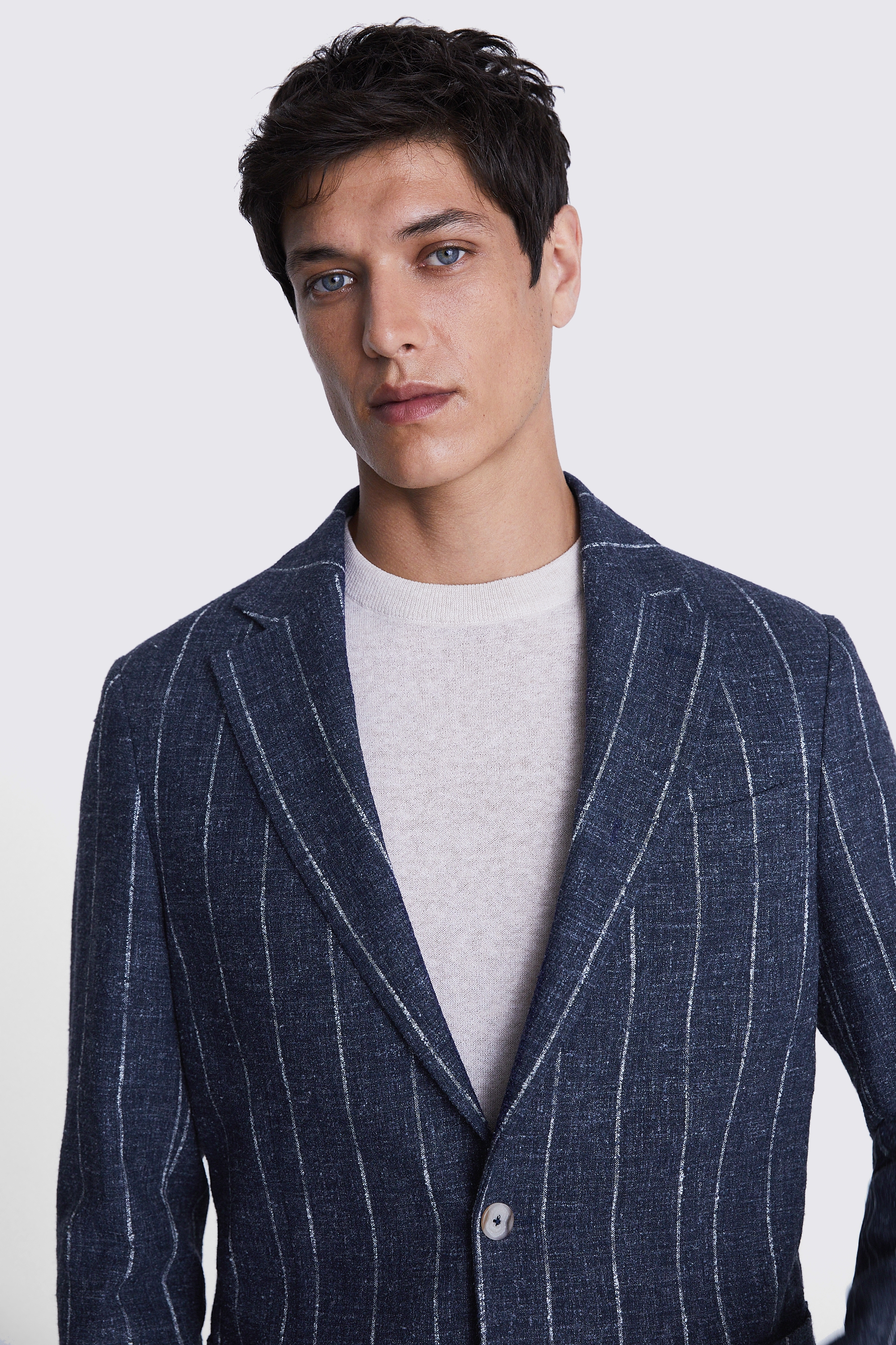 Italian Tailored Fit Blue Stripe Jacket