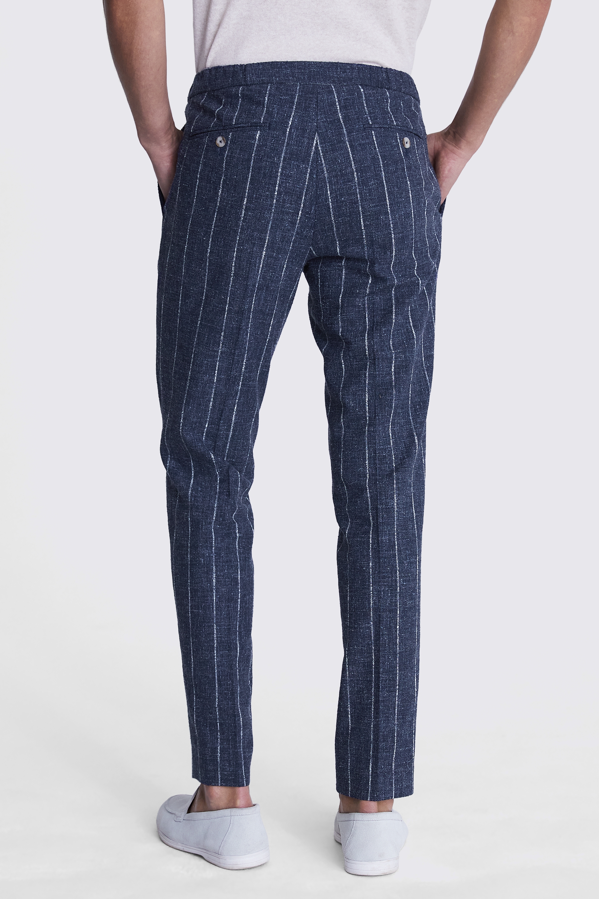 Italian Tailored Fit Blue Stripe Trousers