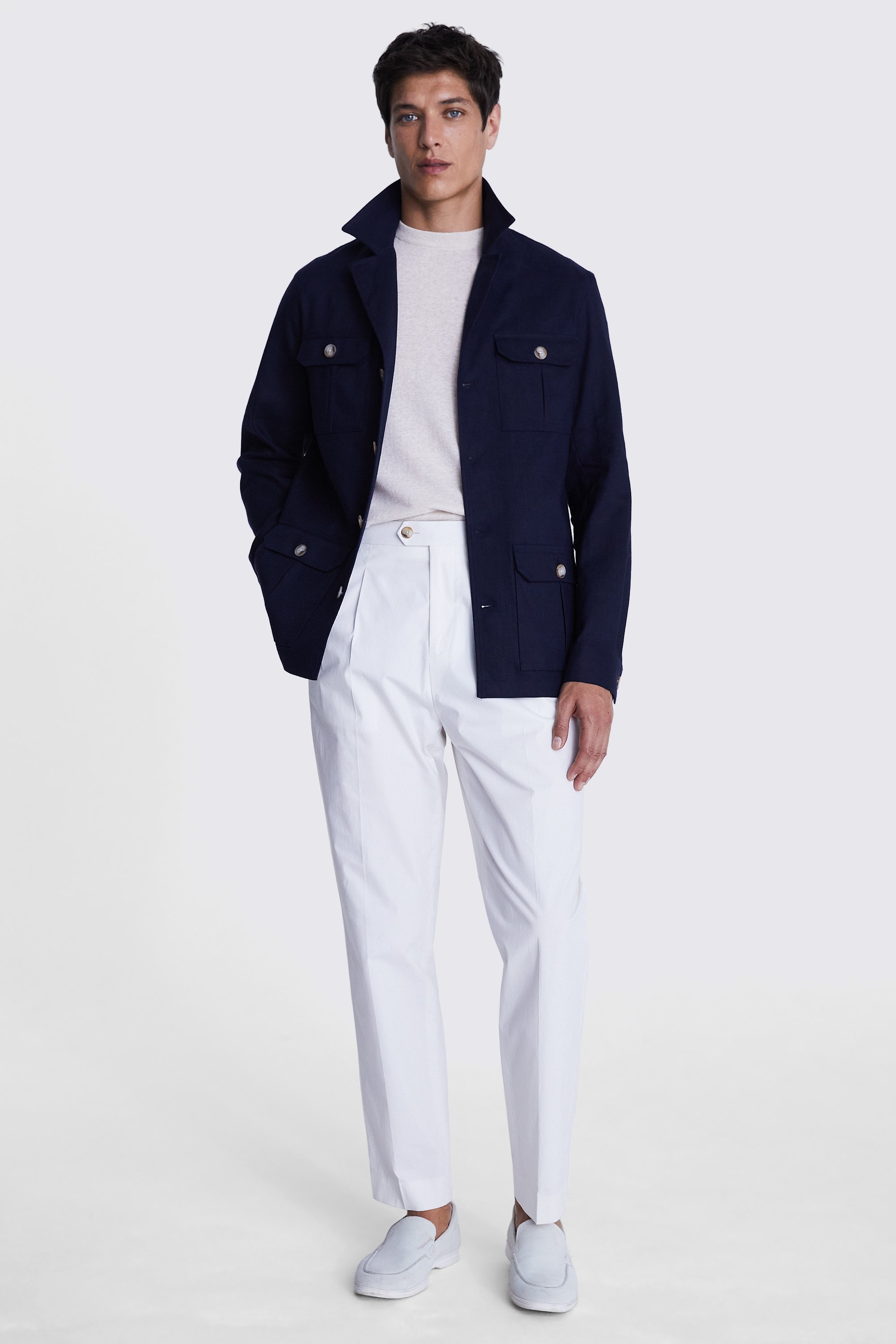 Navy Matte Linen Safari Shacket