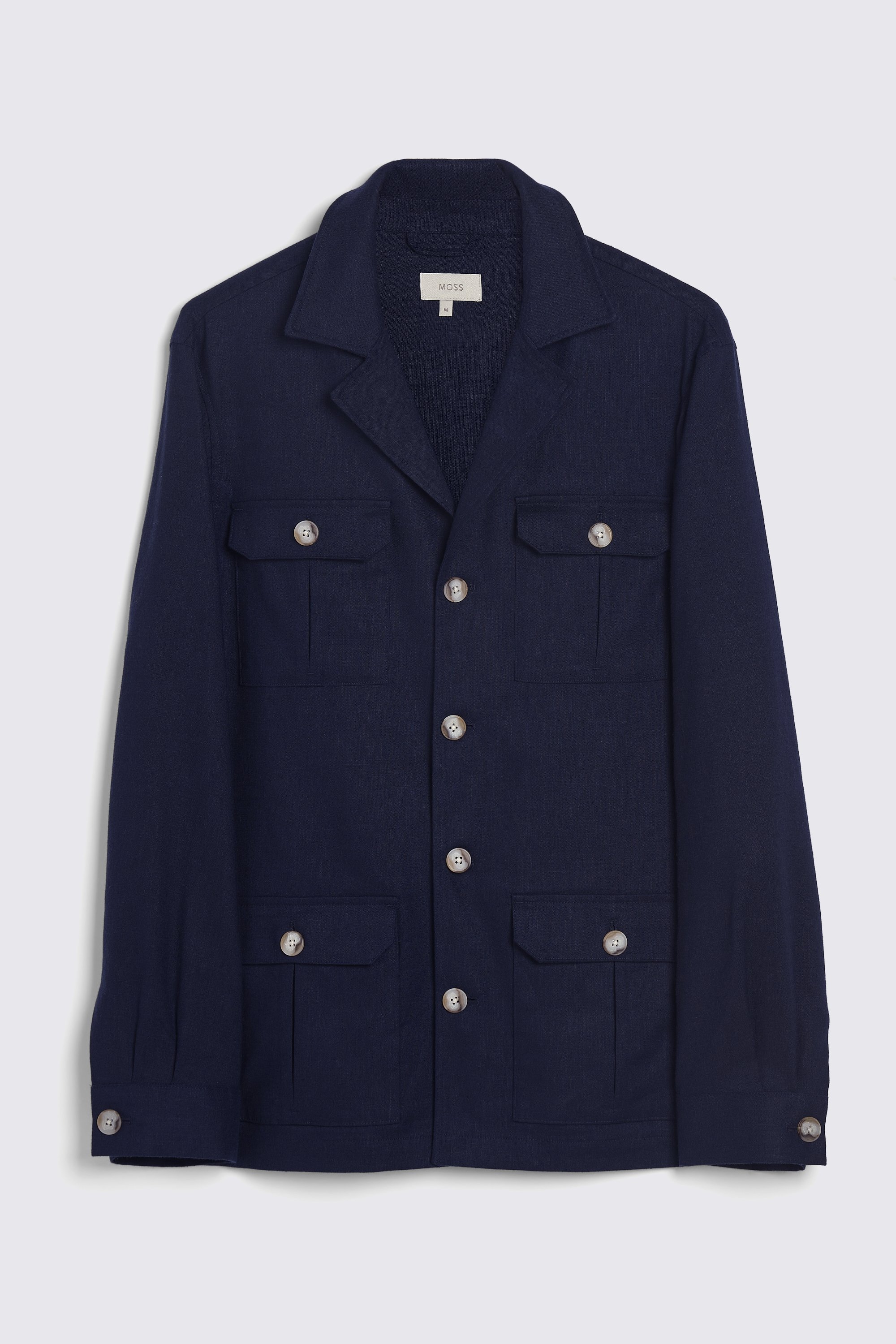 Navy Matte Linen Safari Shacket