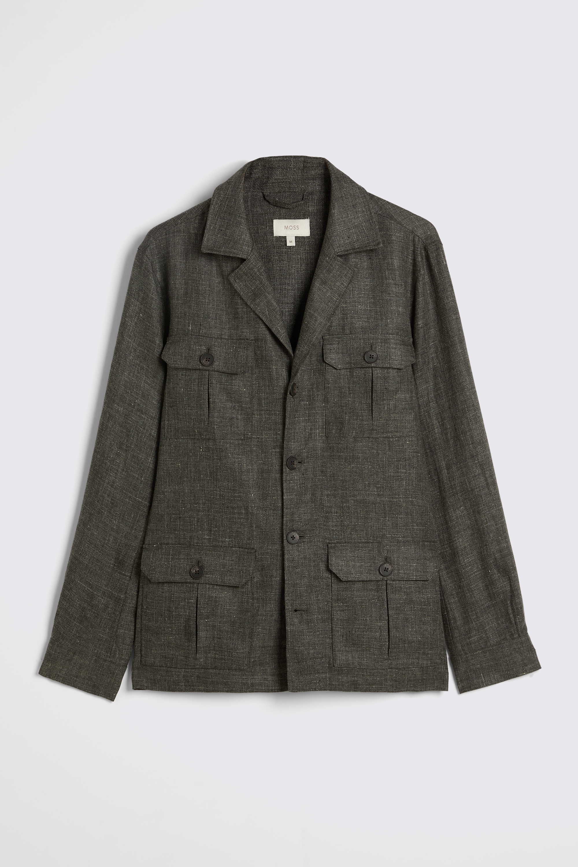 Khaki Linen Safari Shacket