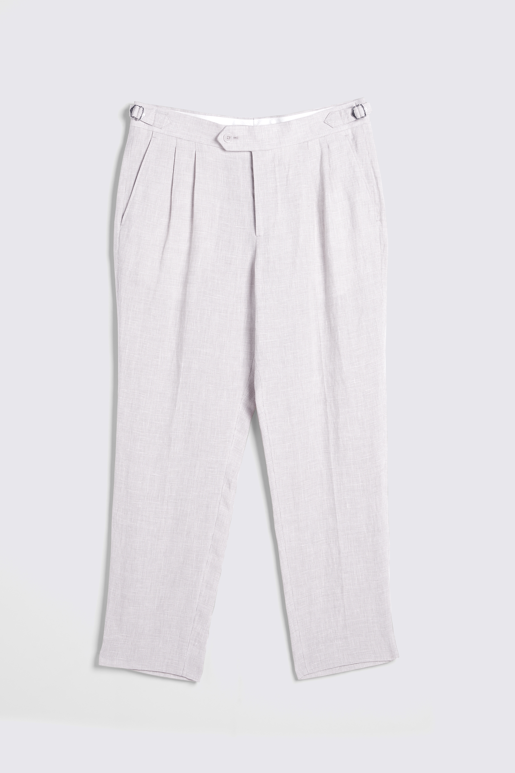 Stone Puppytooth Linen Pleated Pants