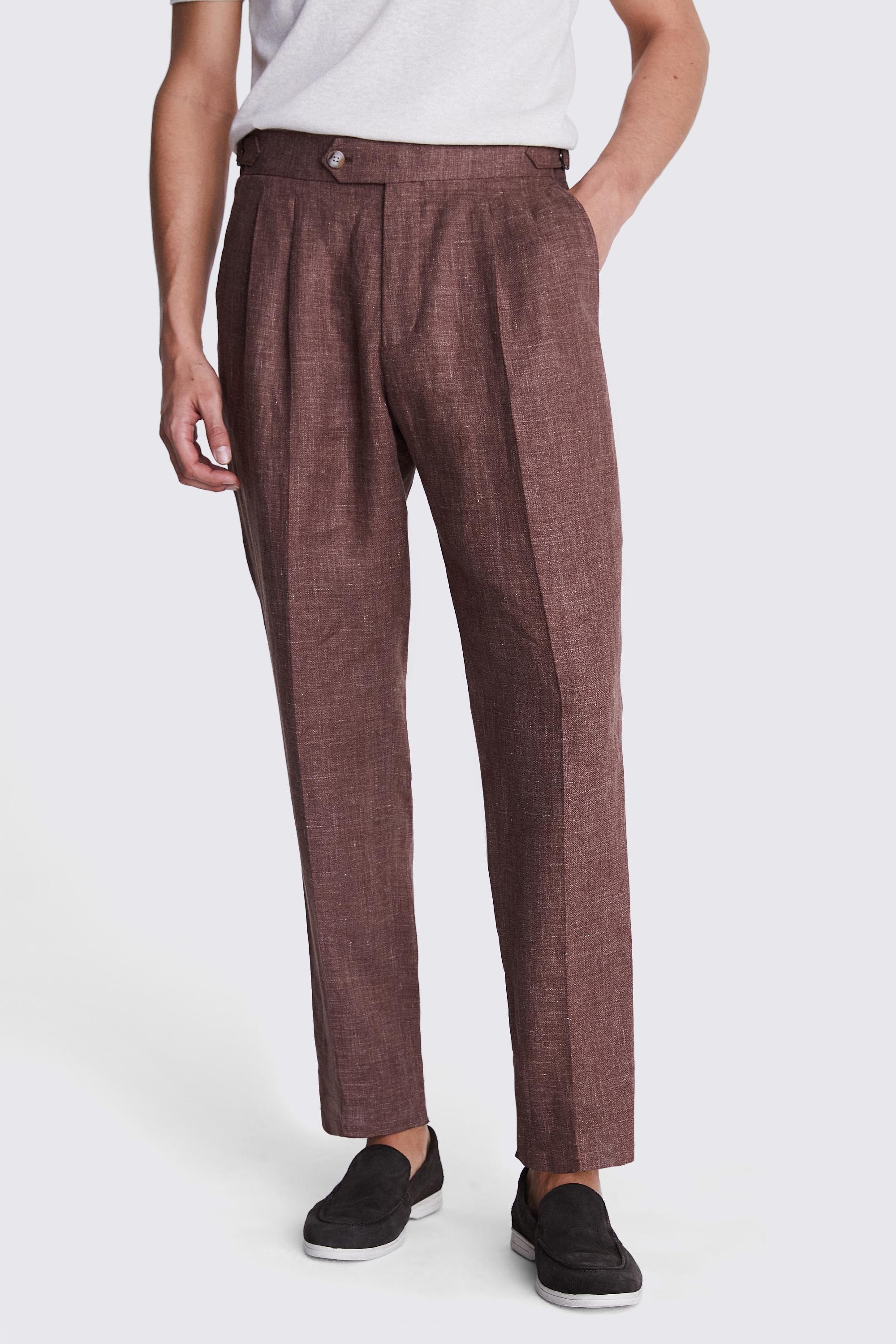 Copper Linen Pleated Trousers