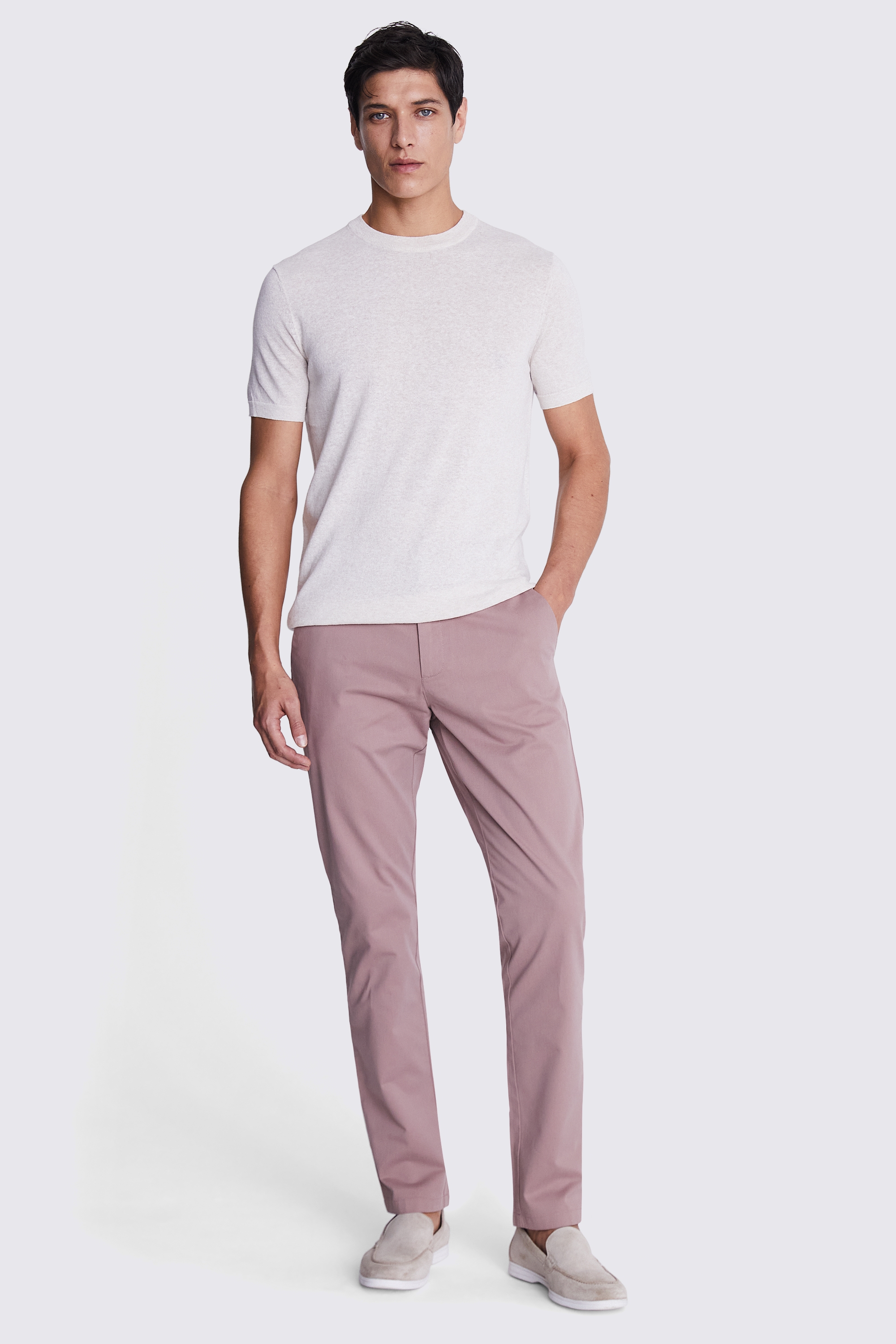 Tailored Fit Dusty Pink Stretch Chinos