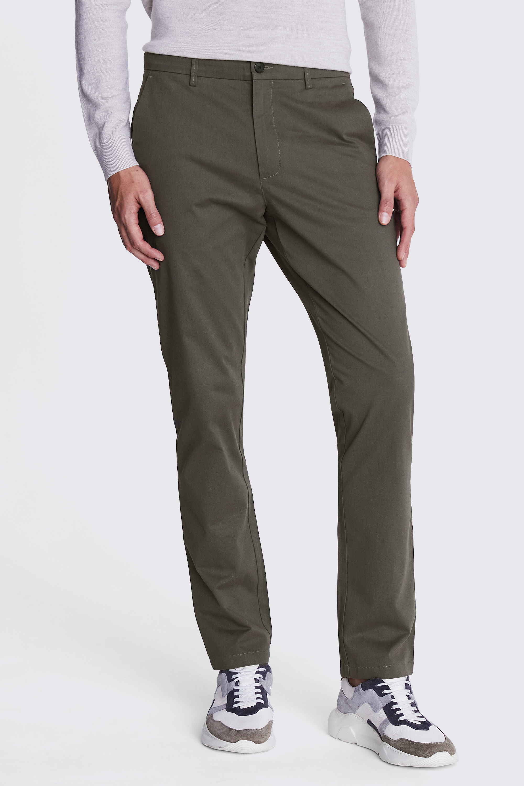 Tailored Fit Khaki Stretch Chinos | Buy Online at Moss