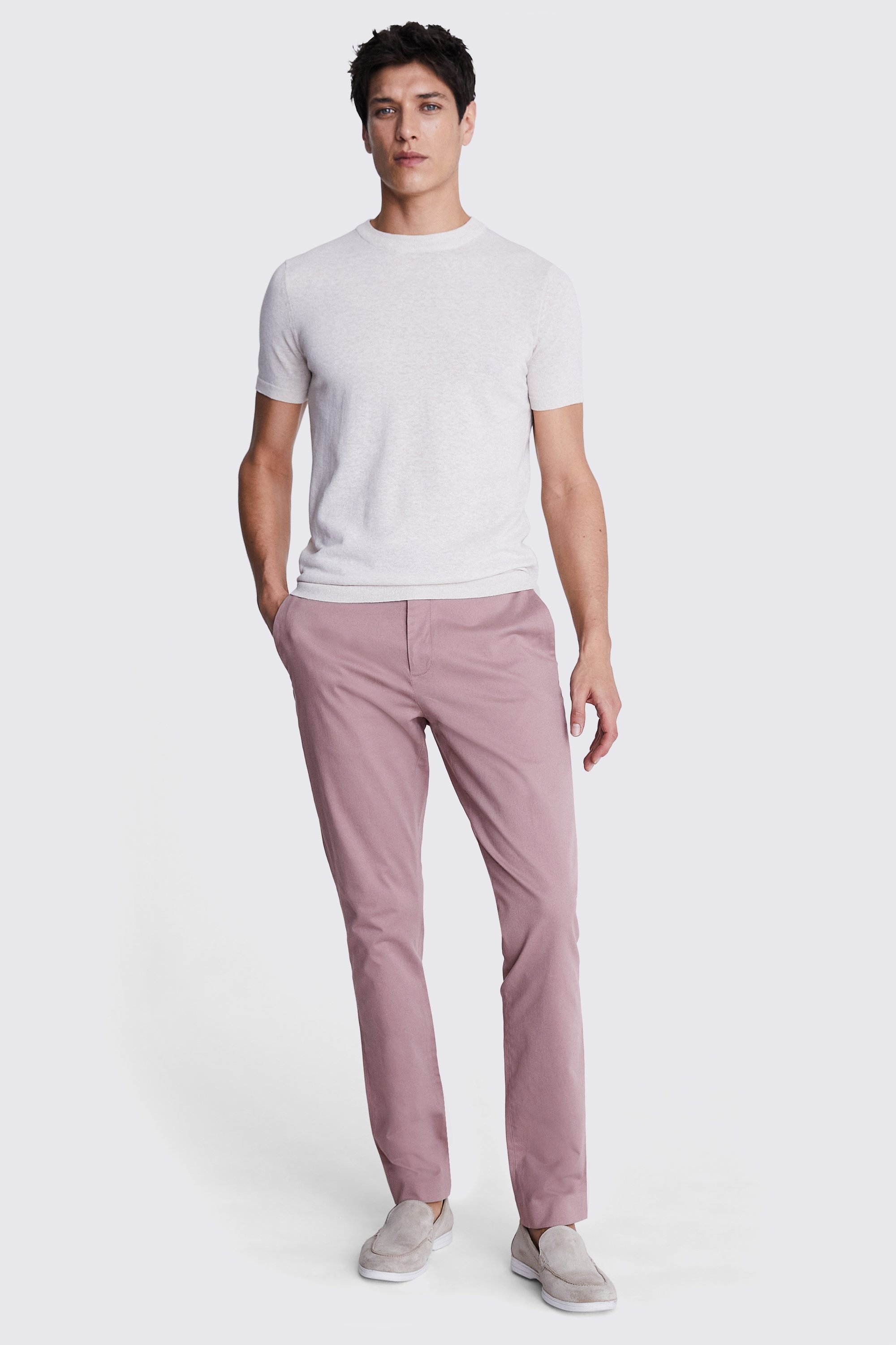 Slim Fit Dusty Pink Stretch Chinos