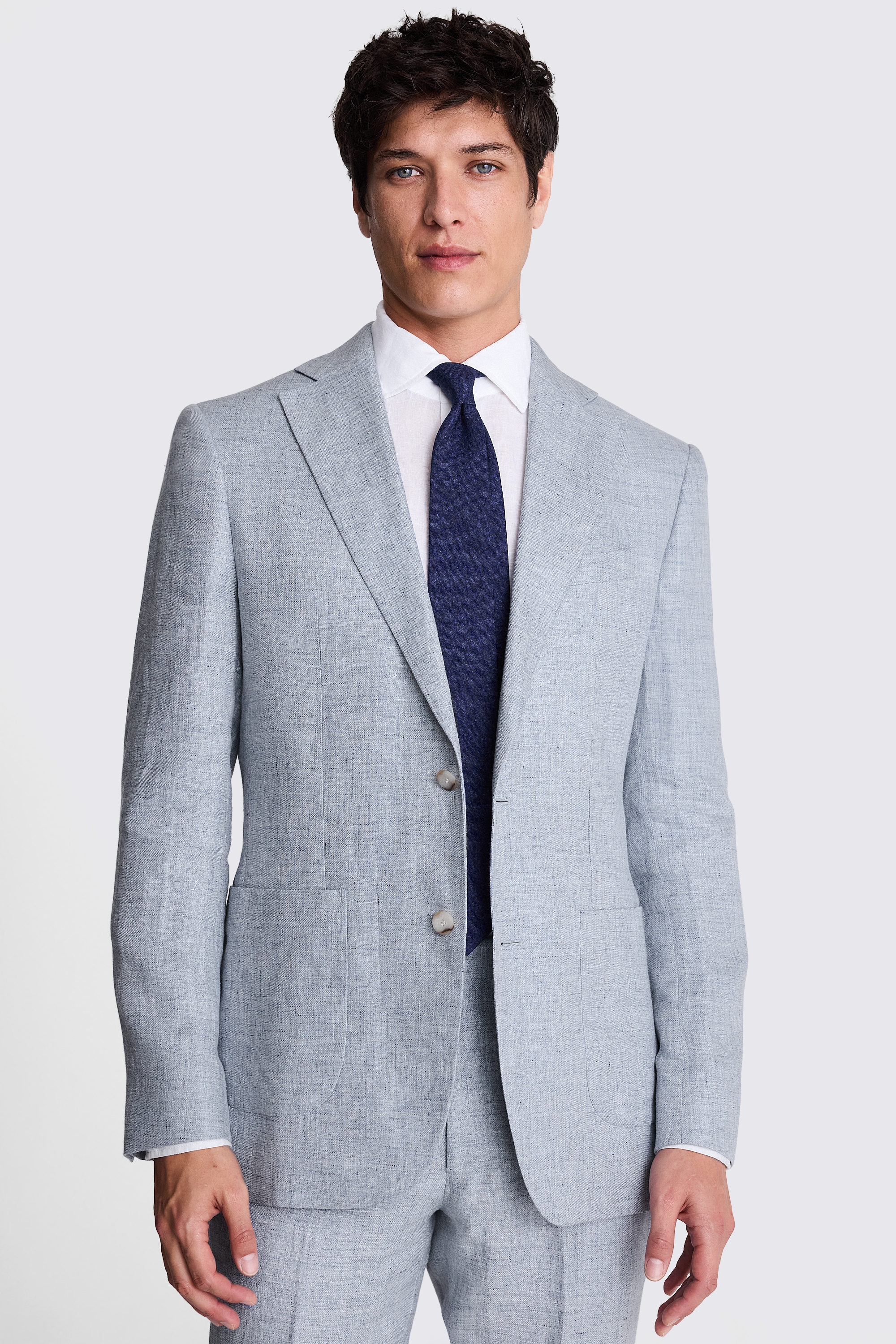 Tailored Fit Light Blue Linen Jacket | Buy Online at Moss