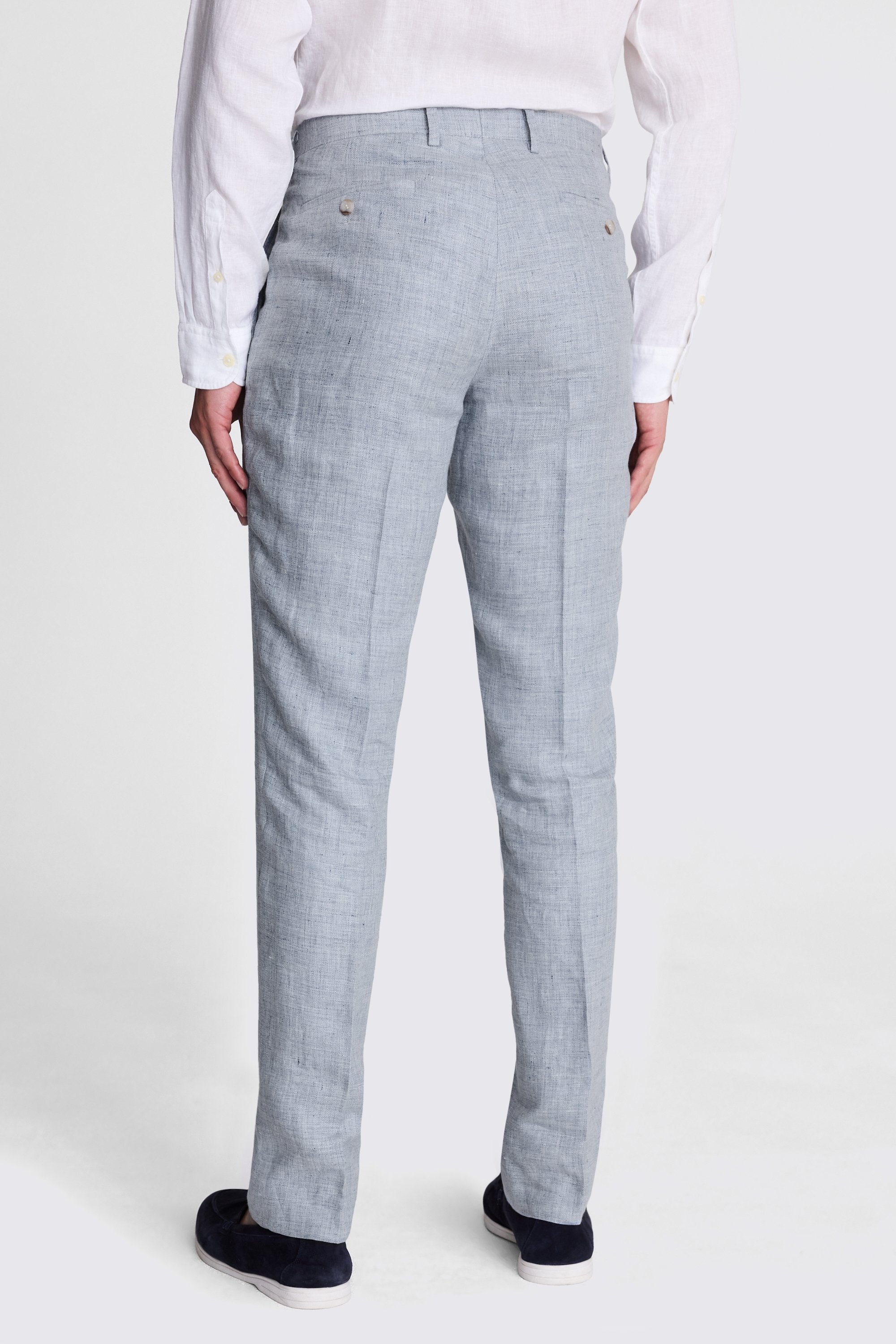 Tailored Fit Light Blue Linen Trousers