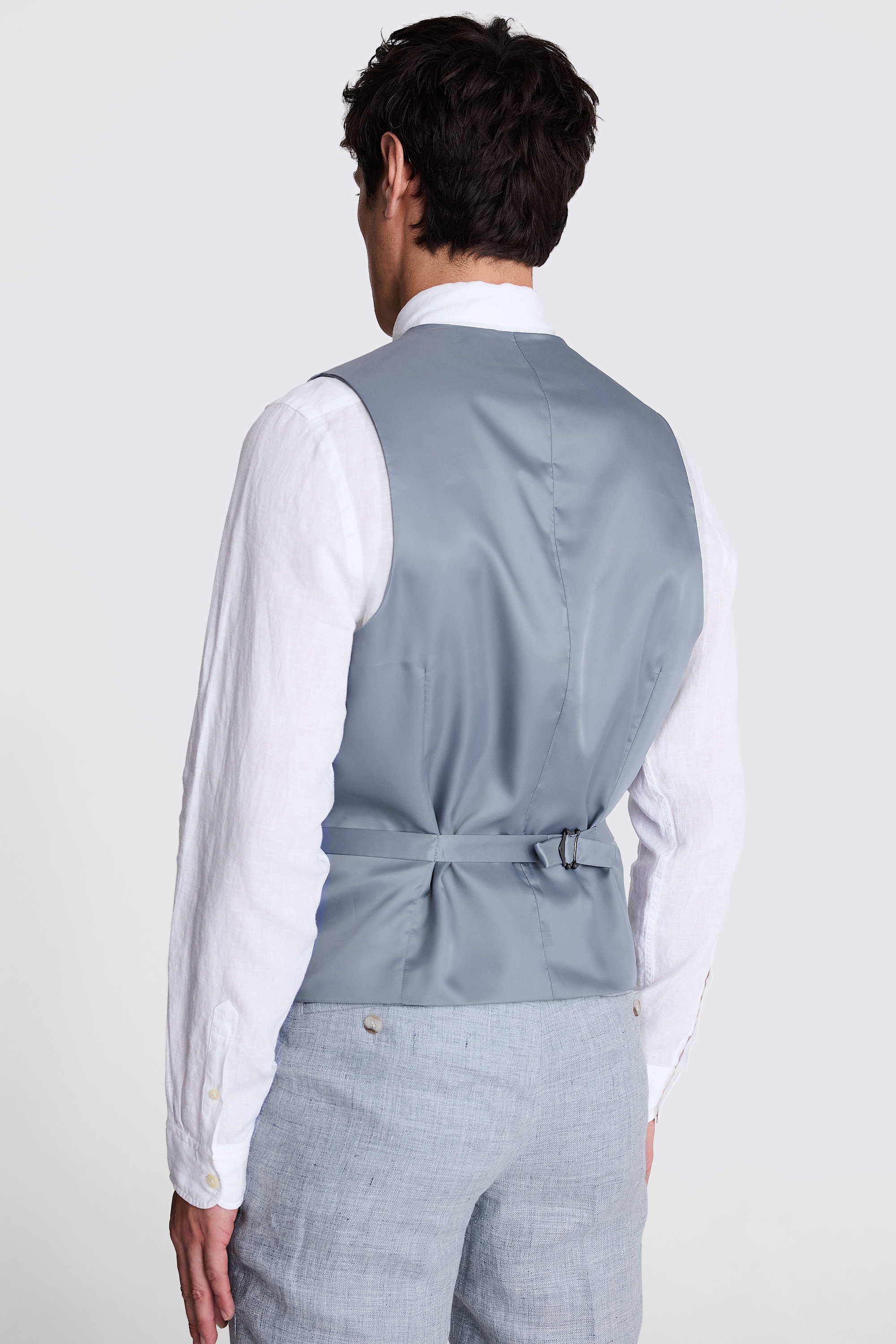 Tailored Fit Light Blue Linen Waistcoat