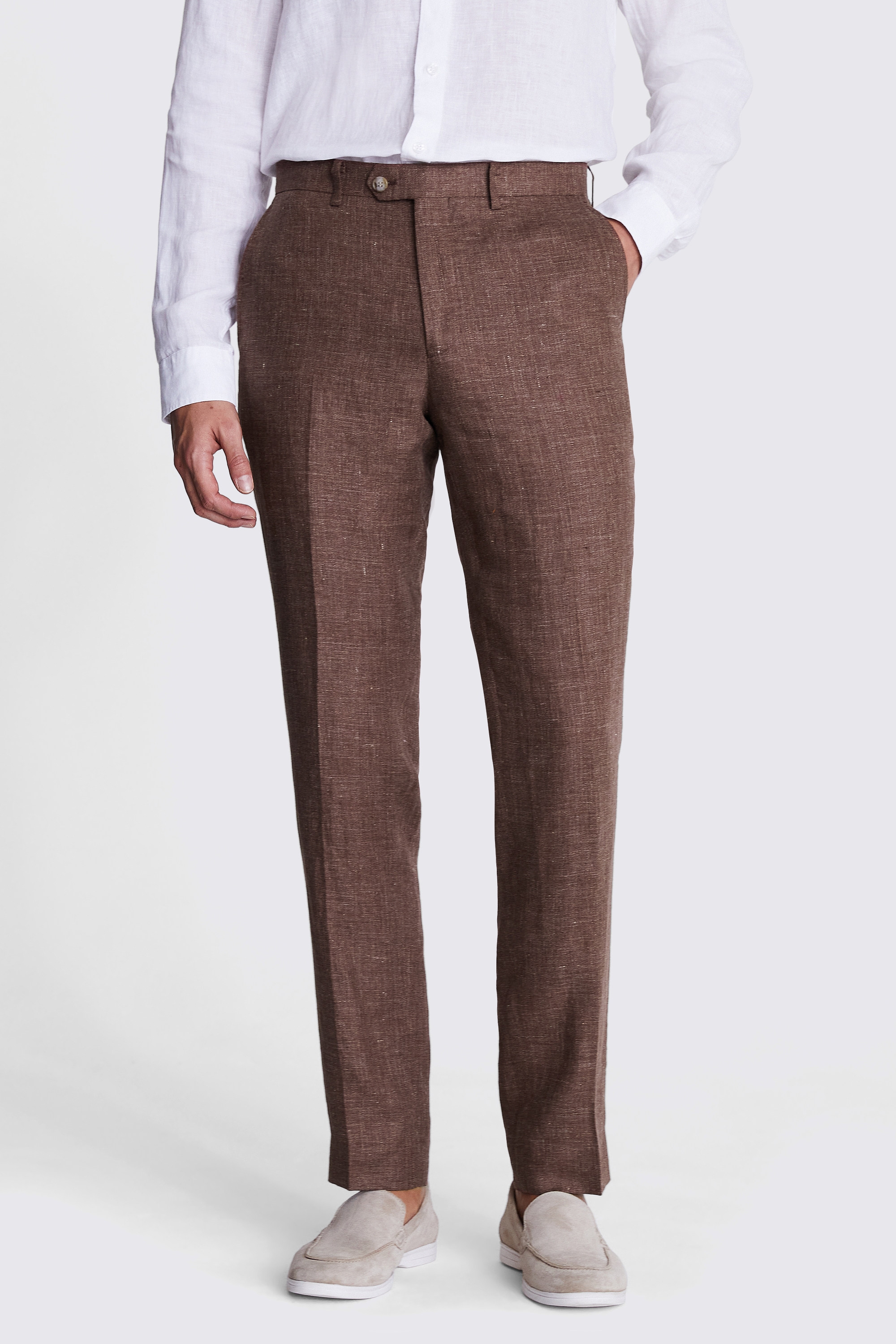 Tailored Fit Copper Linen Trousers | Buy Online at Moss