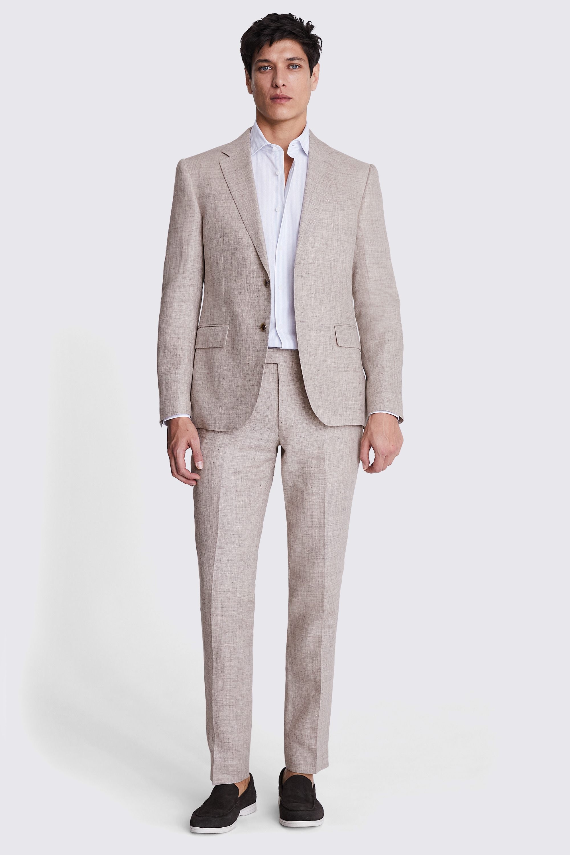 Slim Fit Oatmeal Linen Jacket | Buy Online at Moss