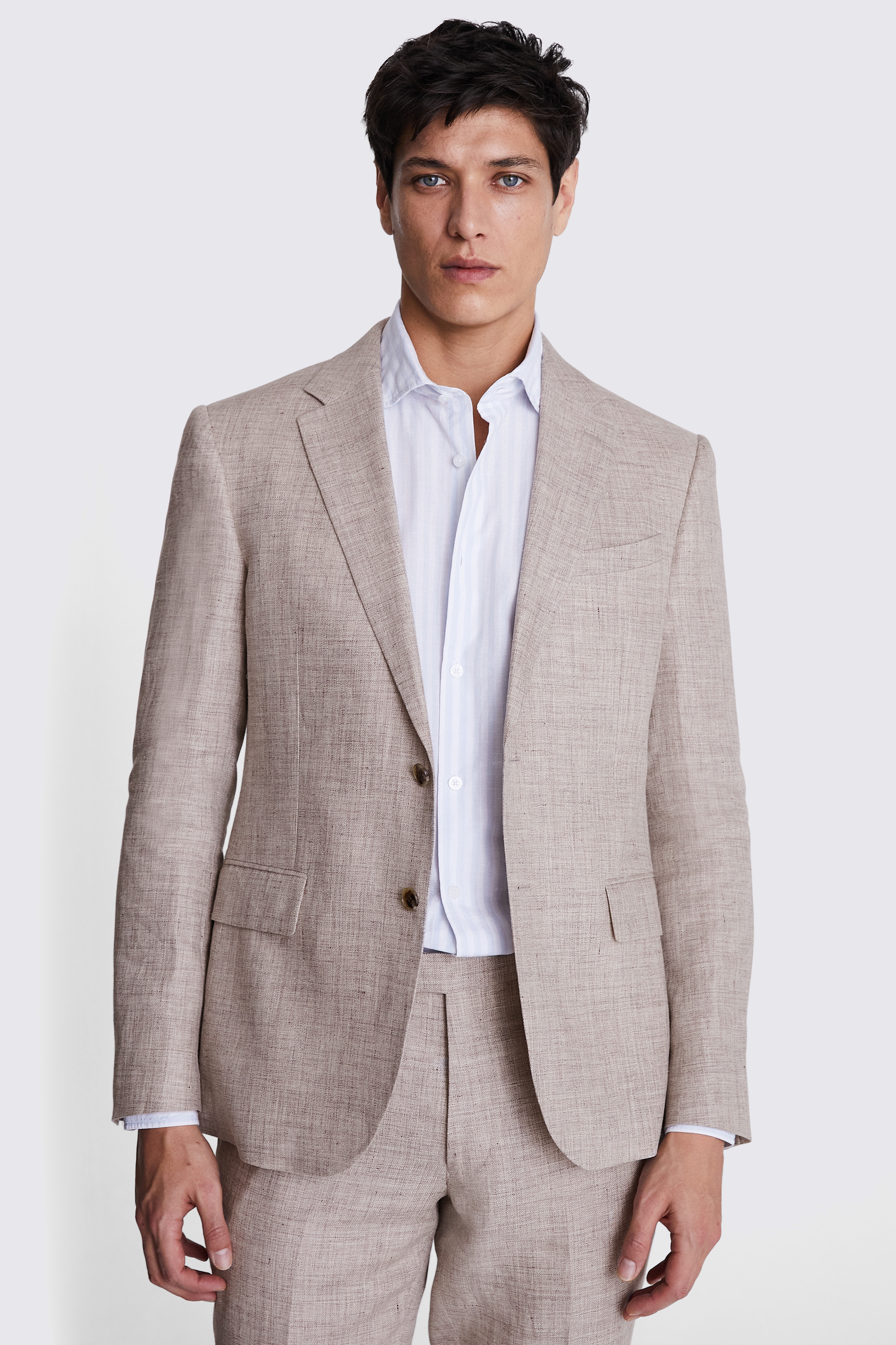 Slim Fit Oatmeal Linen Jacket | Buy Online at Moss