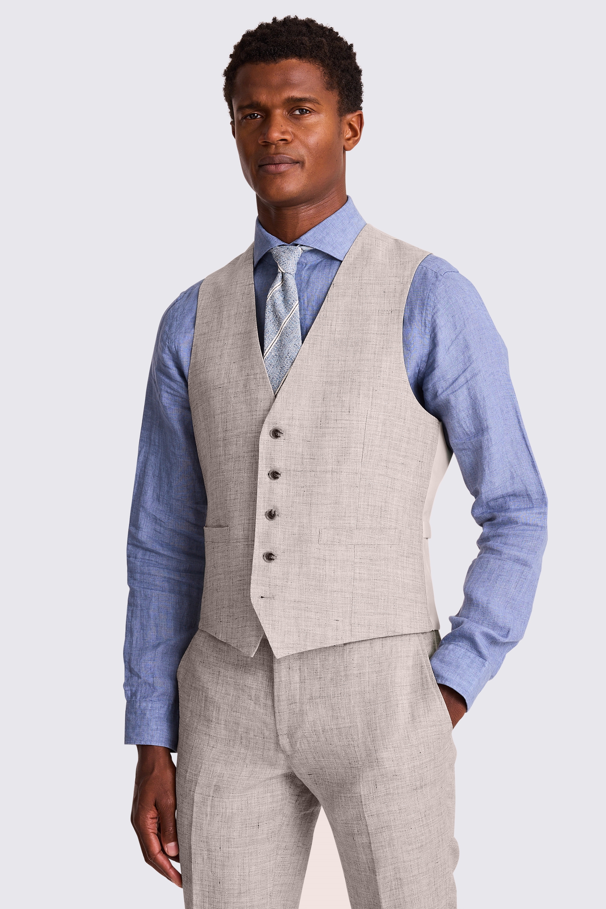 Slim Fit Oatmeal Linen Suit