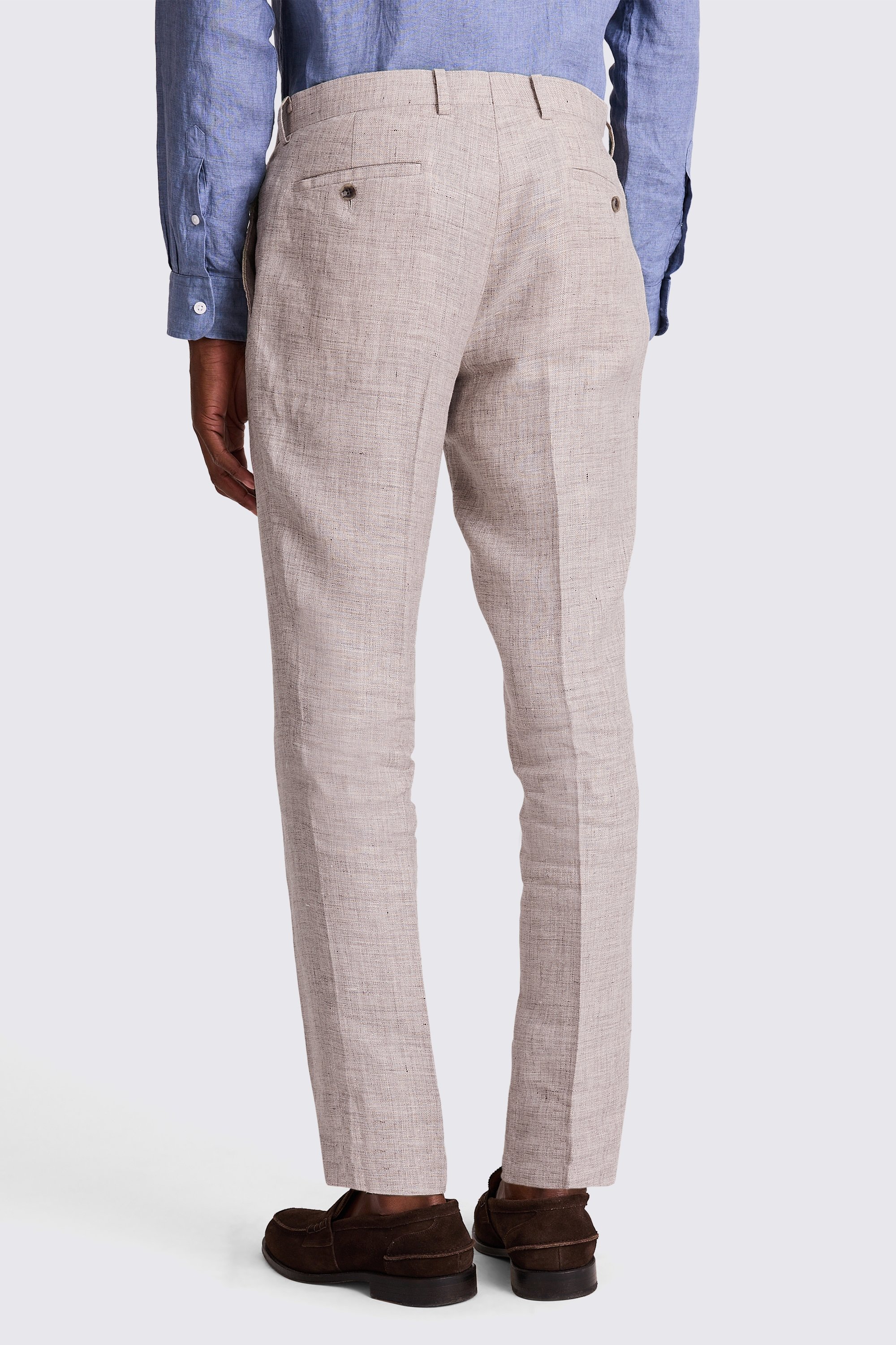 Slim Fit Oatmeal Linen Trousers
