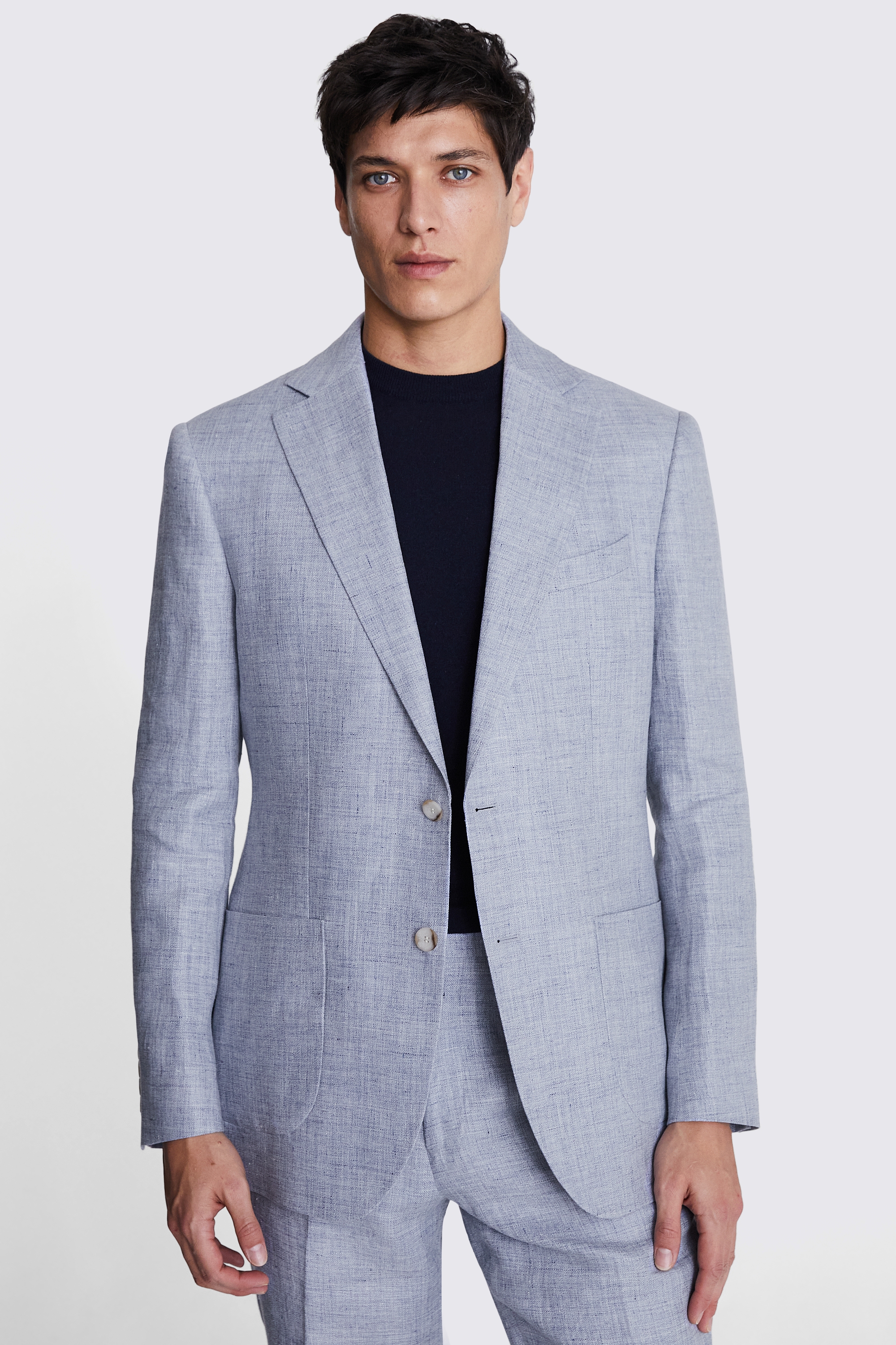 Regular Fit Light Blue Linen Jacket