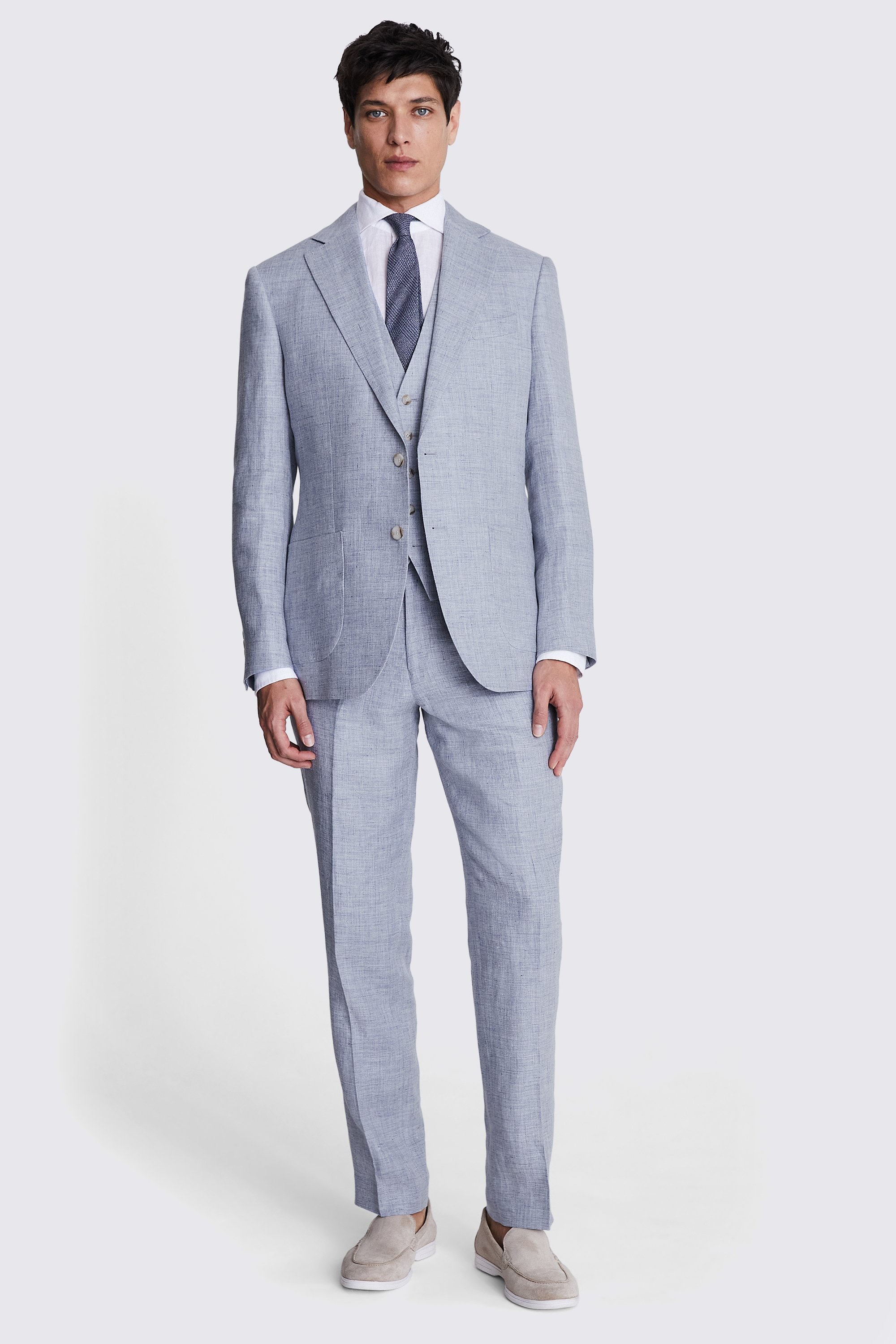 Regular Fit Light Blue Linen Jacket
