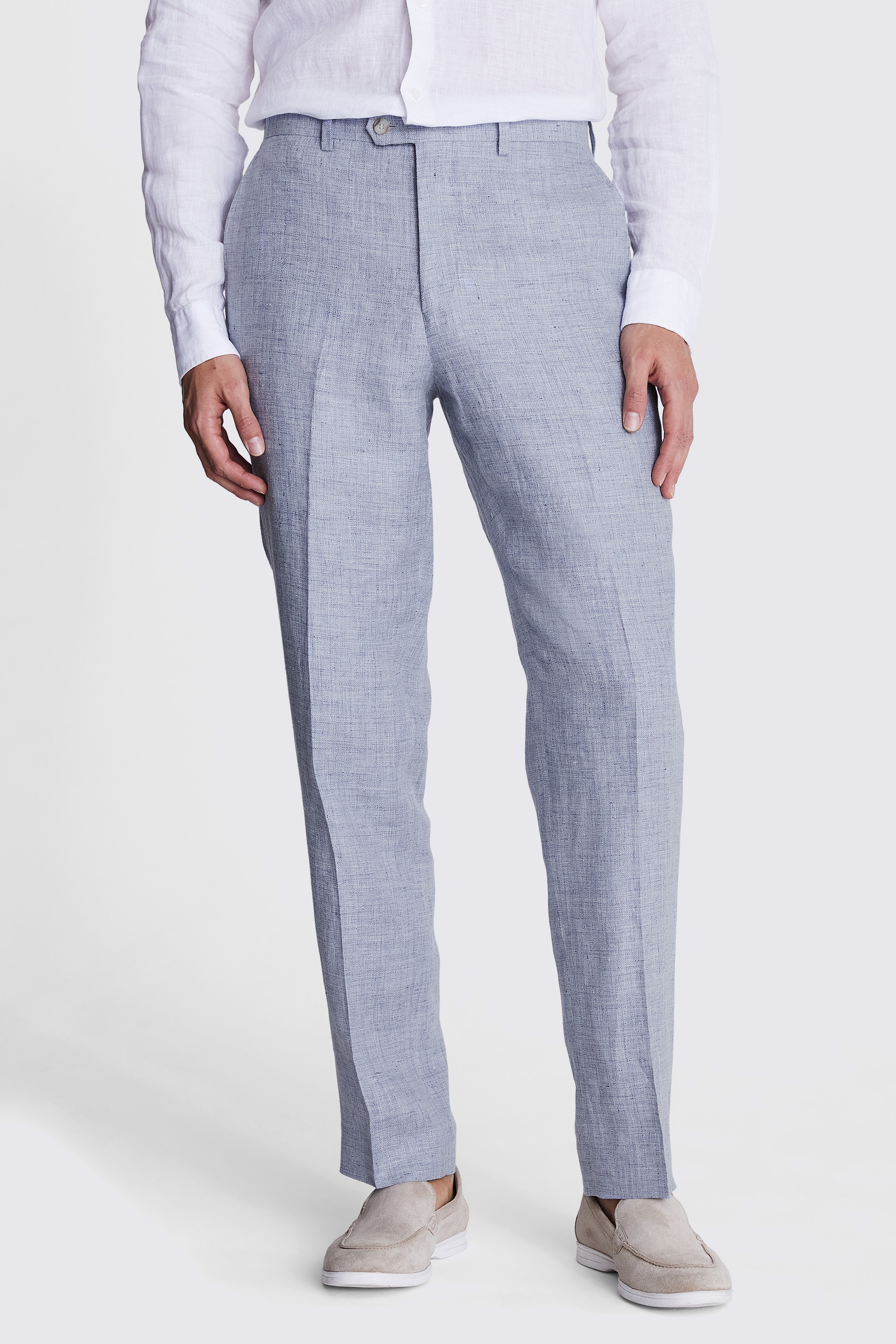 Regular Fit Light Blue Linen Trousers