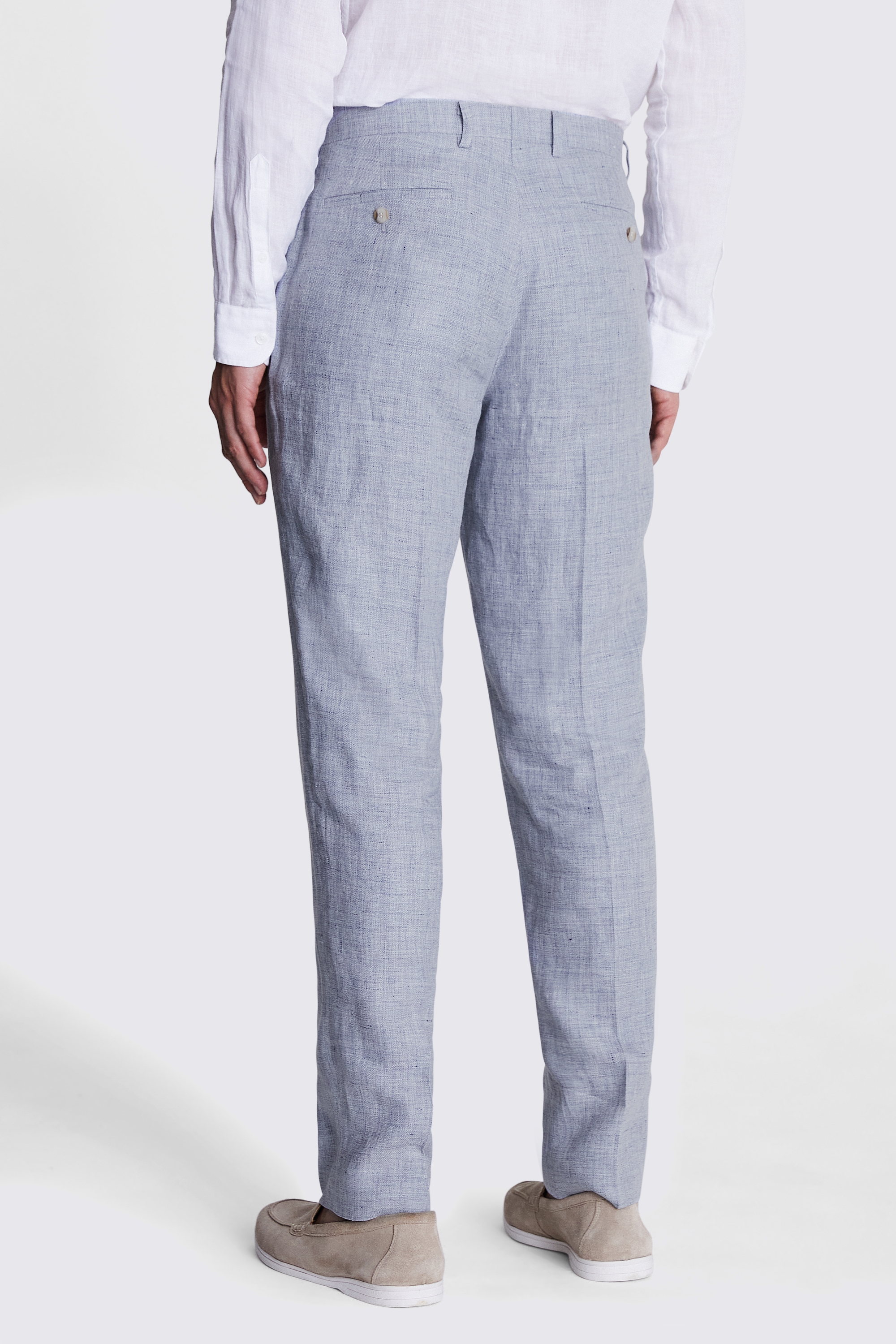 Regular Fit Light Blue Linen Trousers