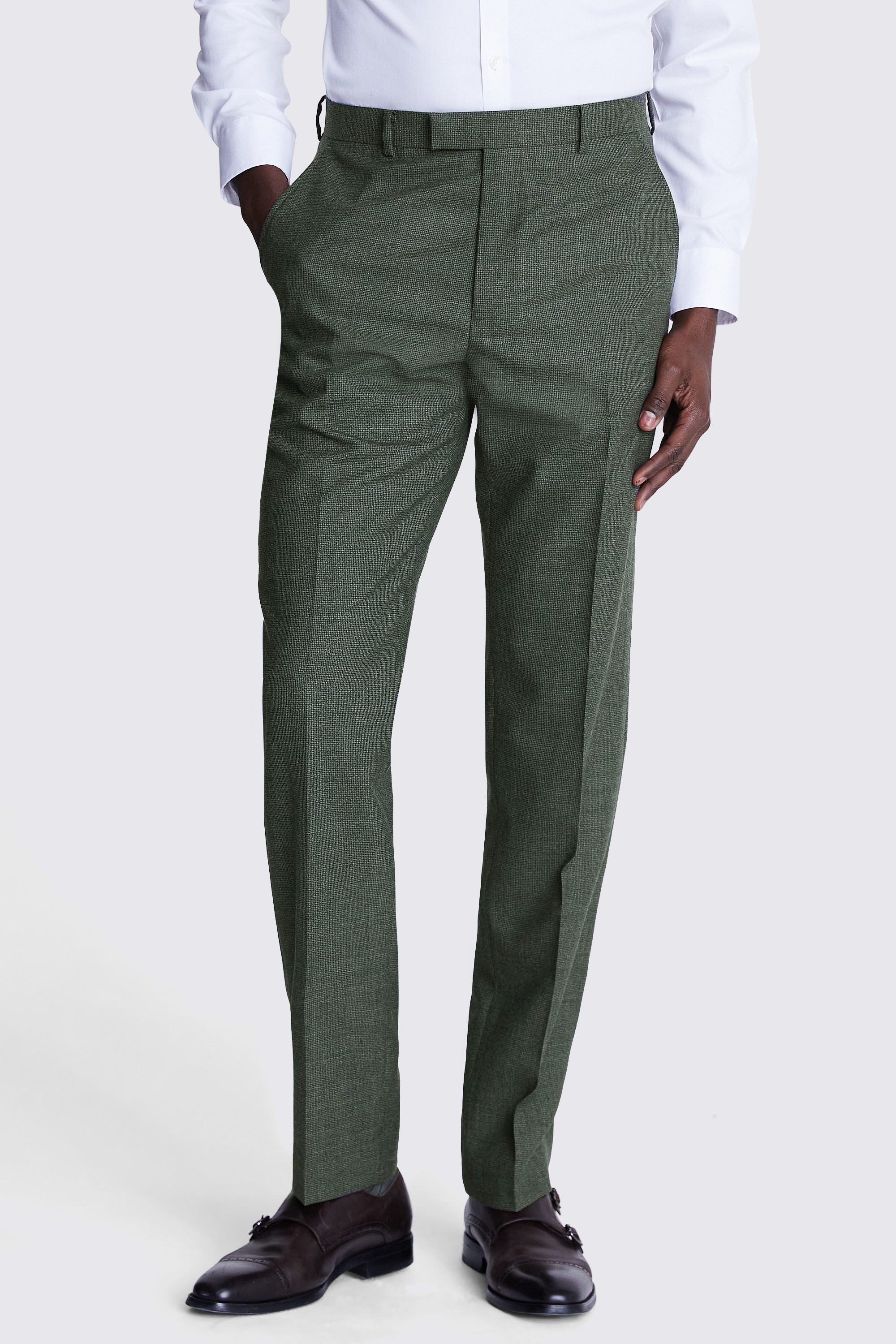 Regular Fit Green Puppytooth Trousers