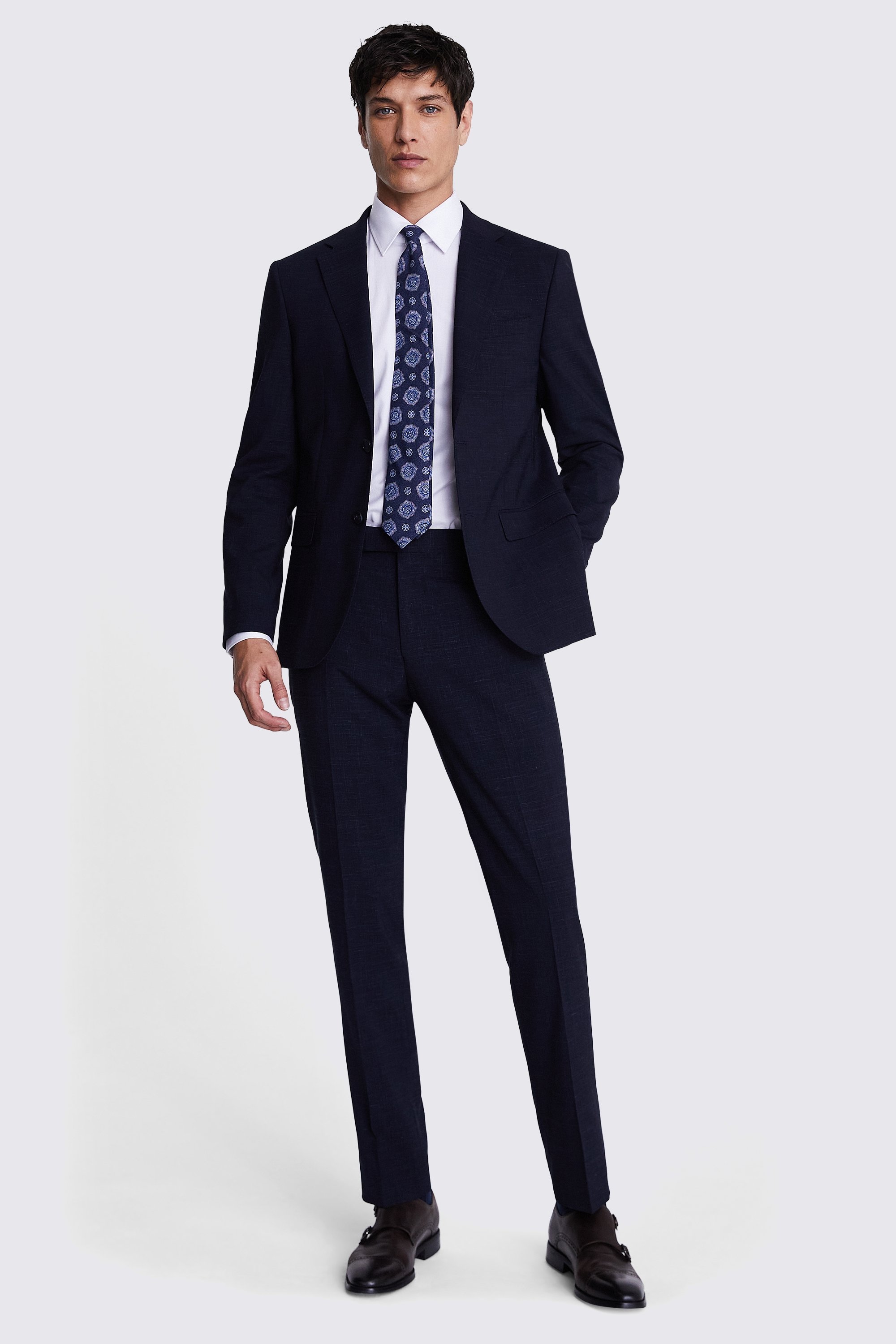 Italian Slim Fit Navy Check Jacket 