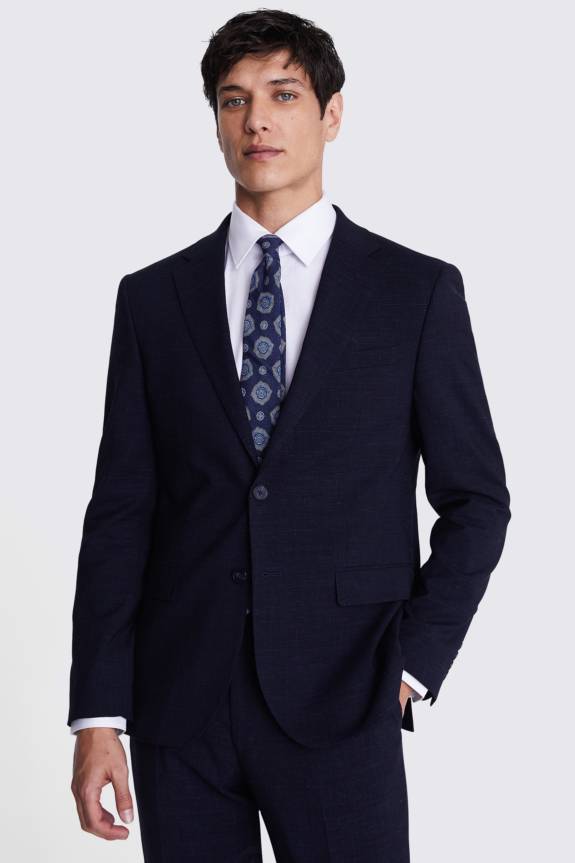 Italian Slim Fit Navy Check Jacket