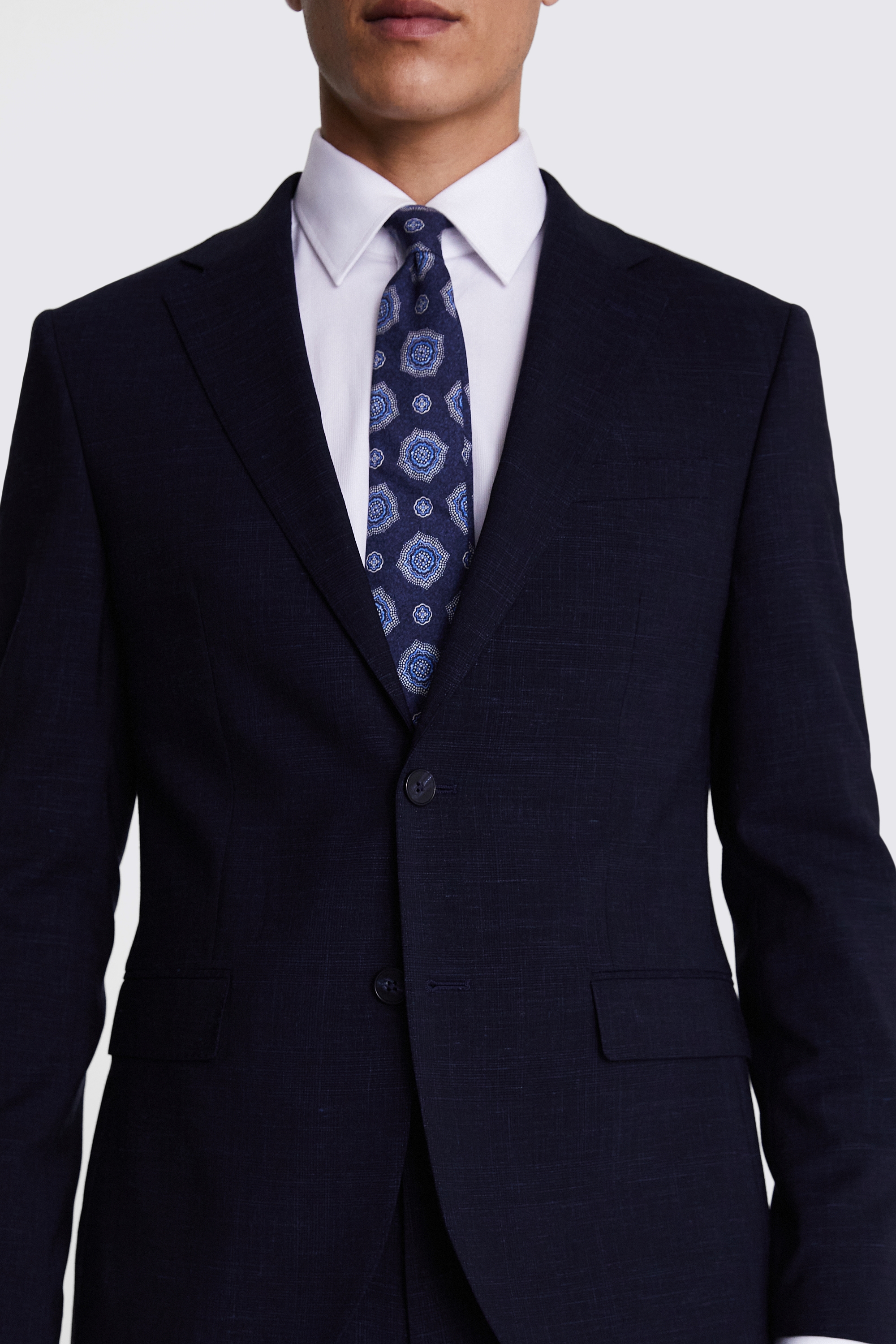Italian Slim Fit Navy Check Jacket
