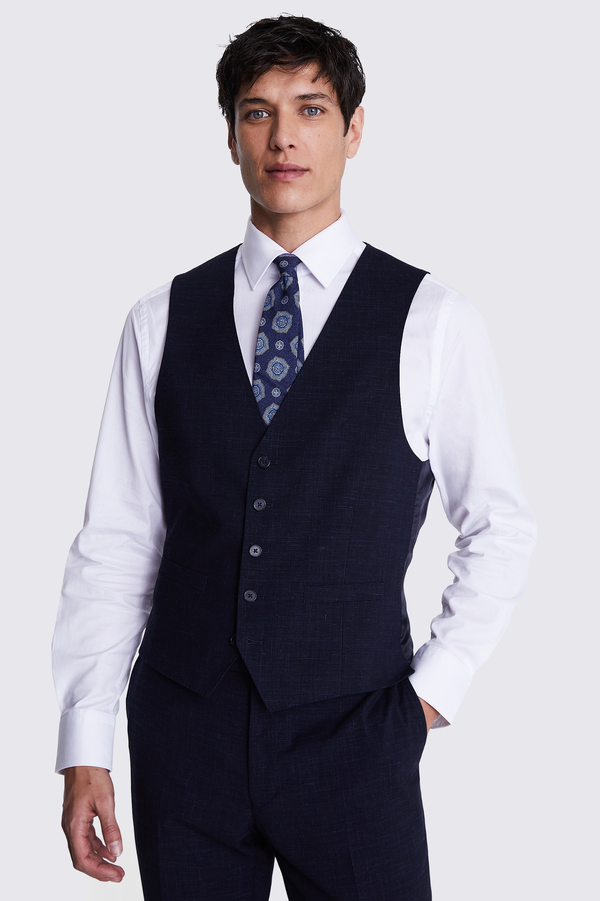 Italian Slim Fit Navy Check Jacket