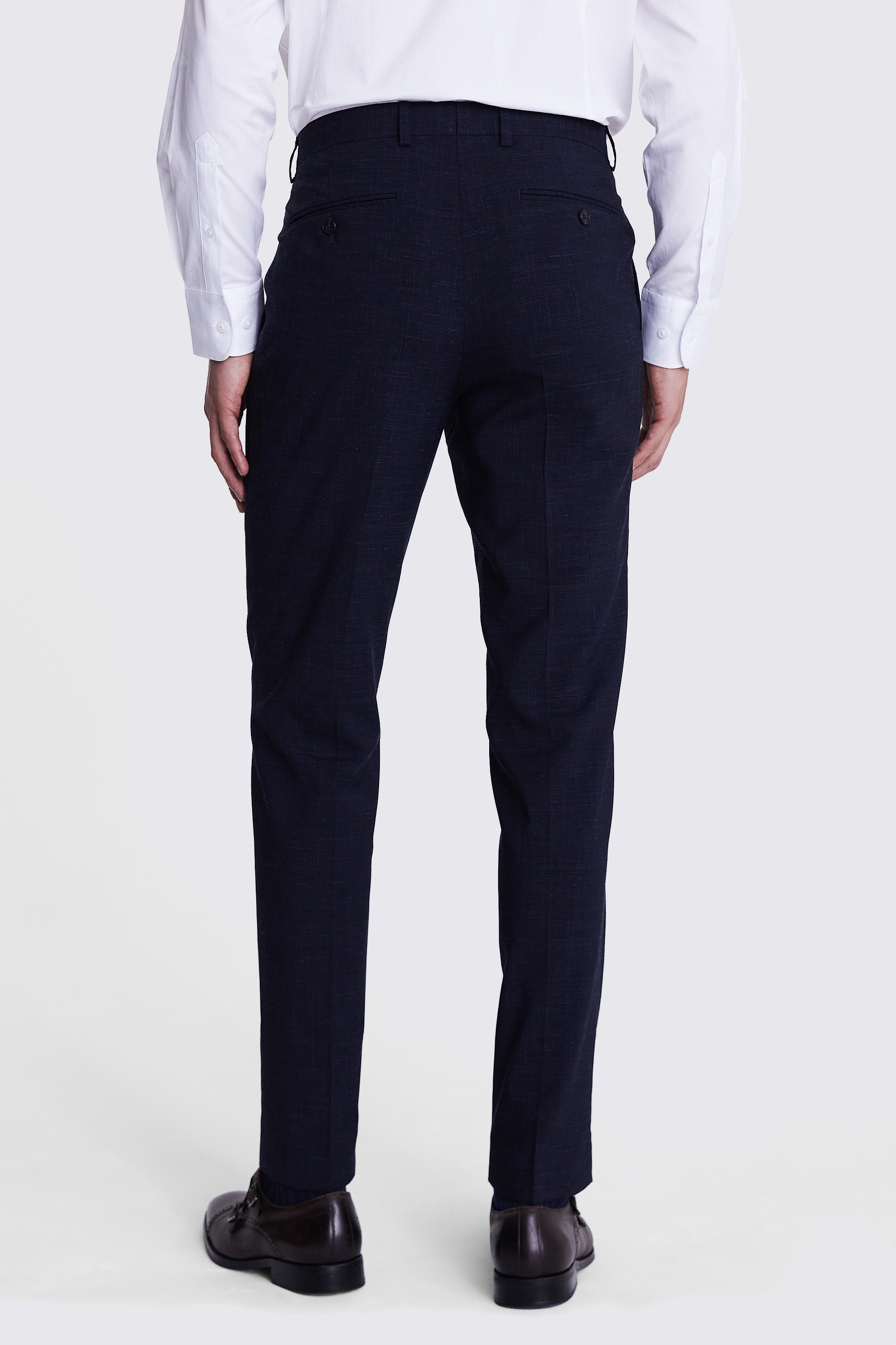 Italian Slim Fit Navy Check Trousers