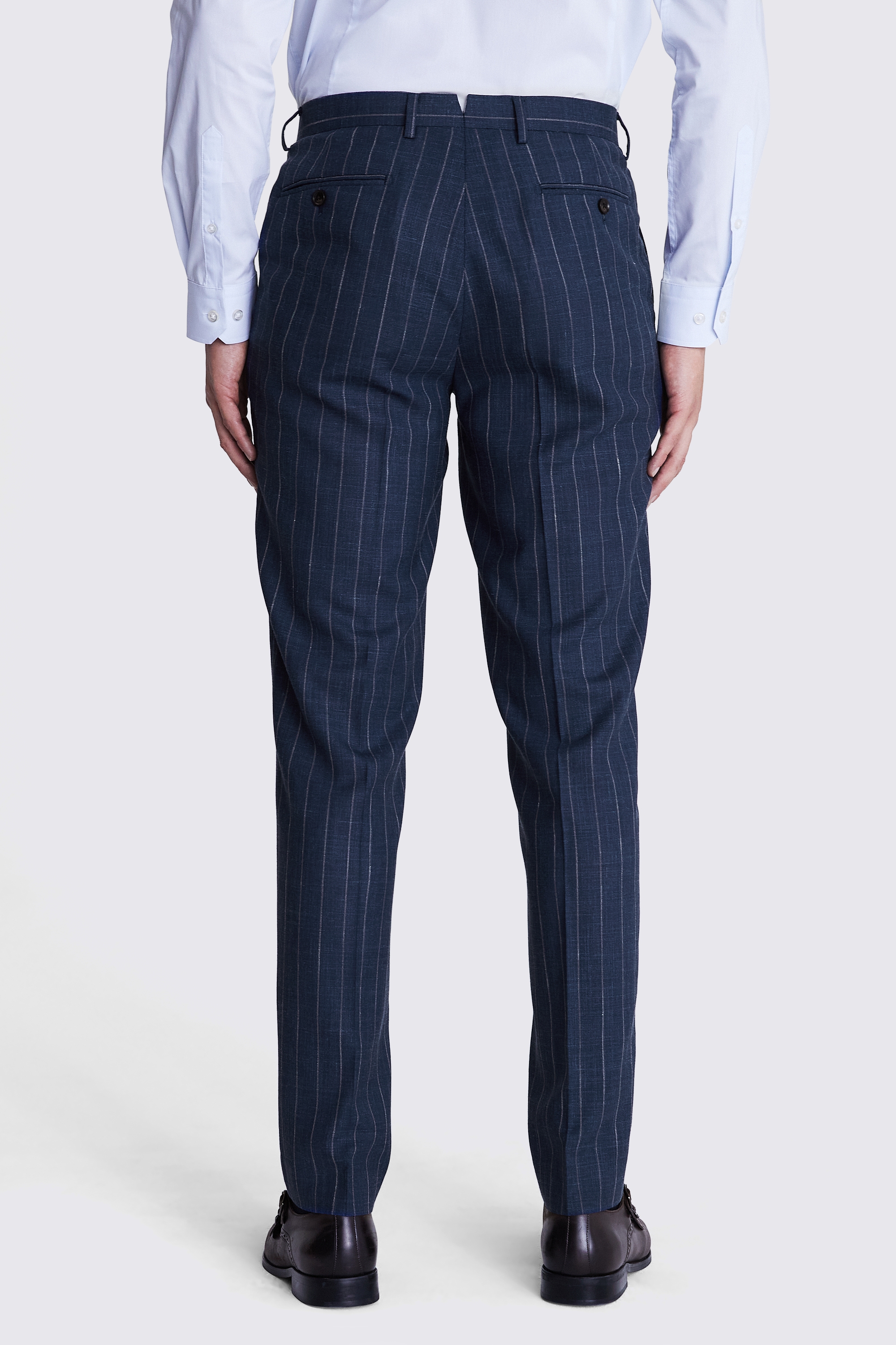 Italian Tailored Fit Blue Stripe Trousers