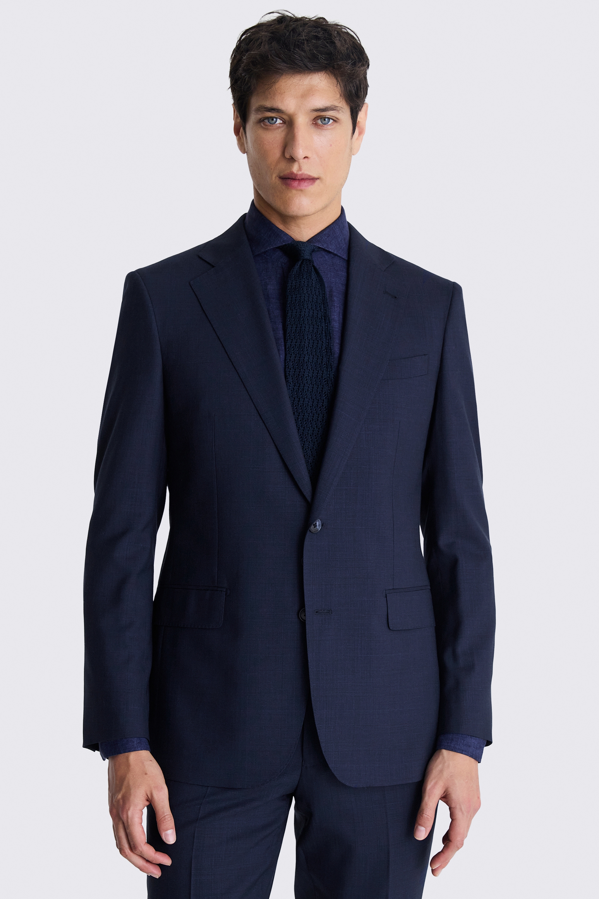 Italian Tailored Fit Navy Check Suit
