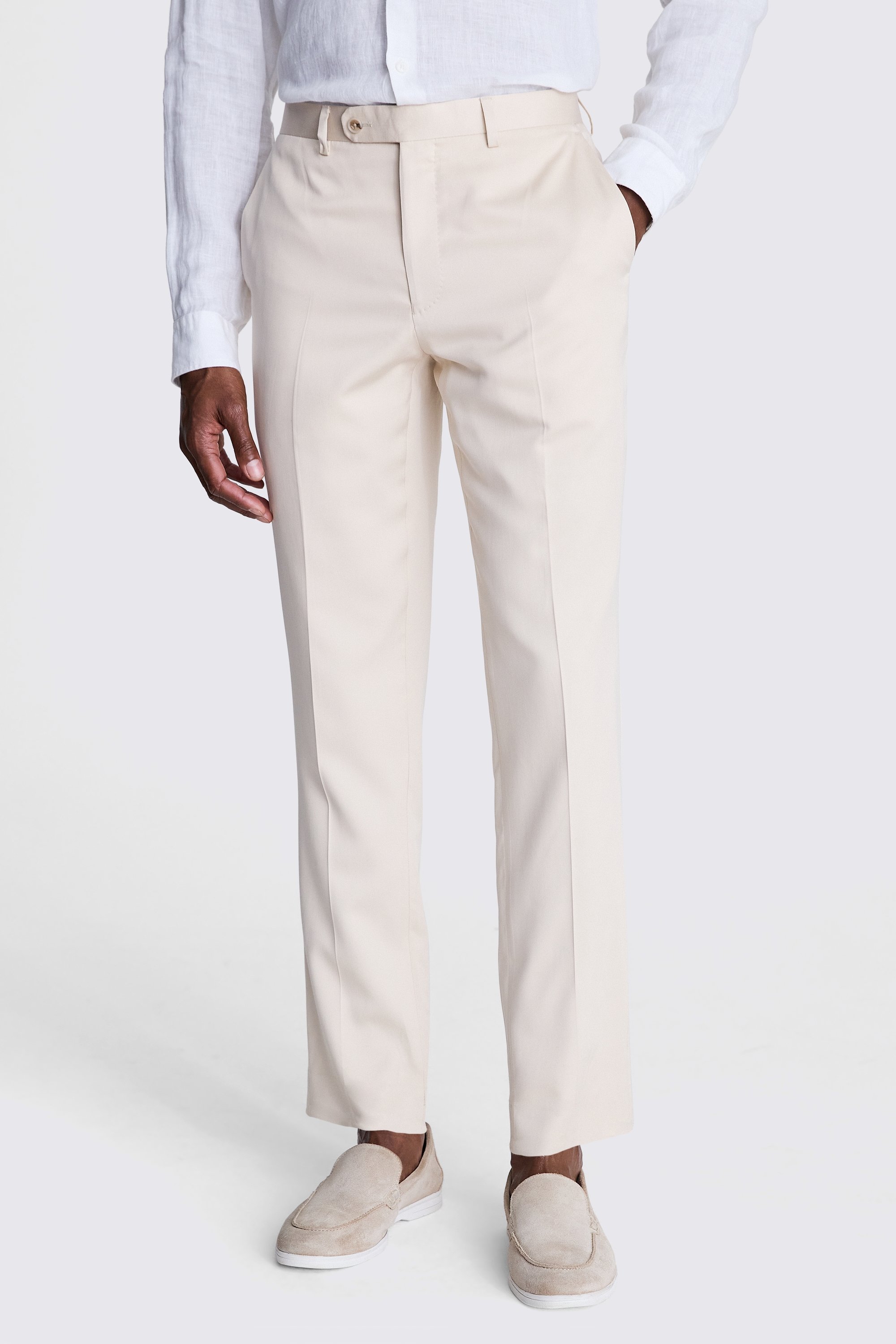 Italian Tailored Fit Light Camel Silk Trousers