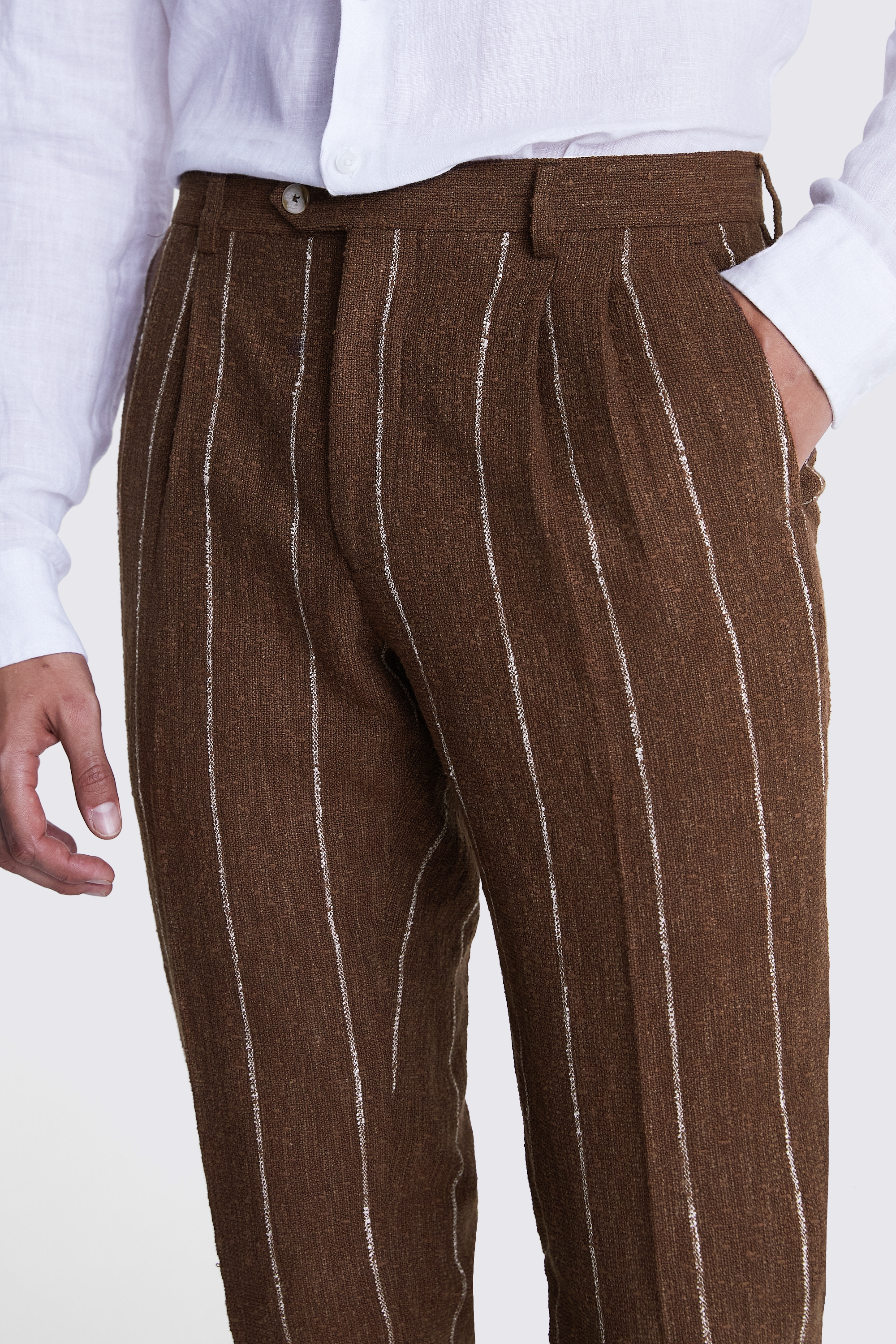 Italian Tailored Fit Copper Stripe Trousers