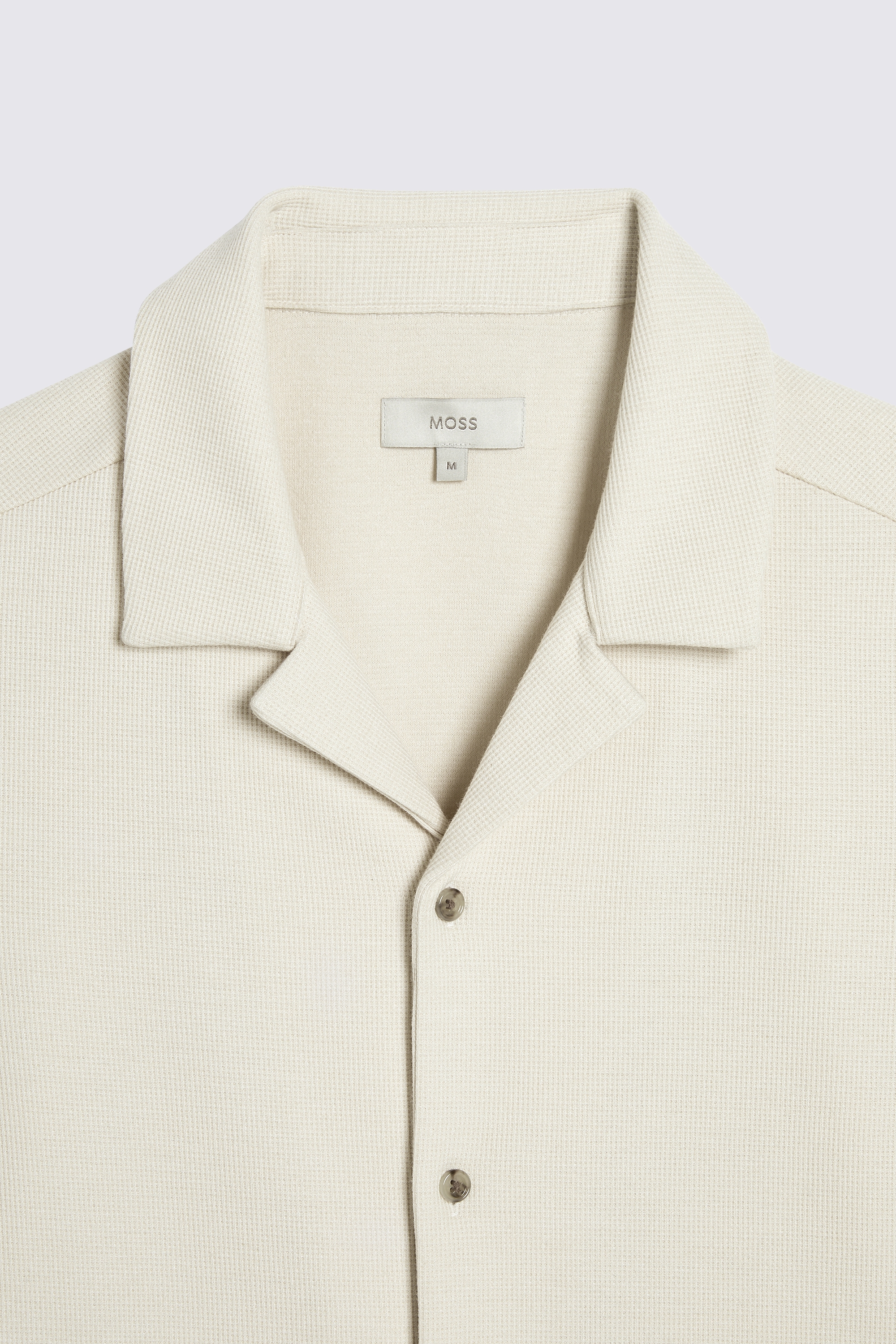 Ecru Knitted Cuban Collar Shirt