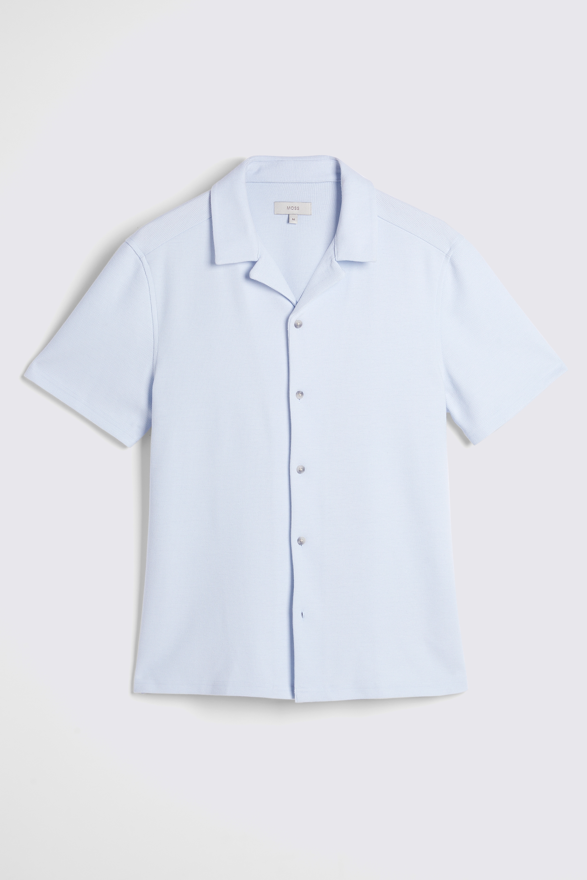 Light Blue Knitted Cuban Collar Shirt