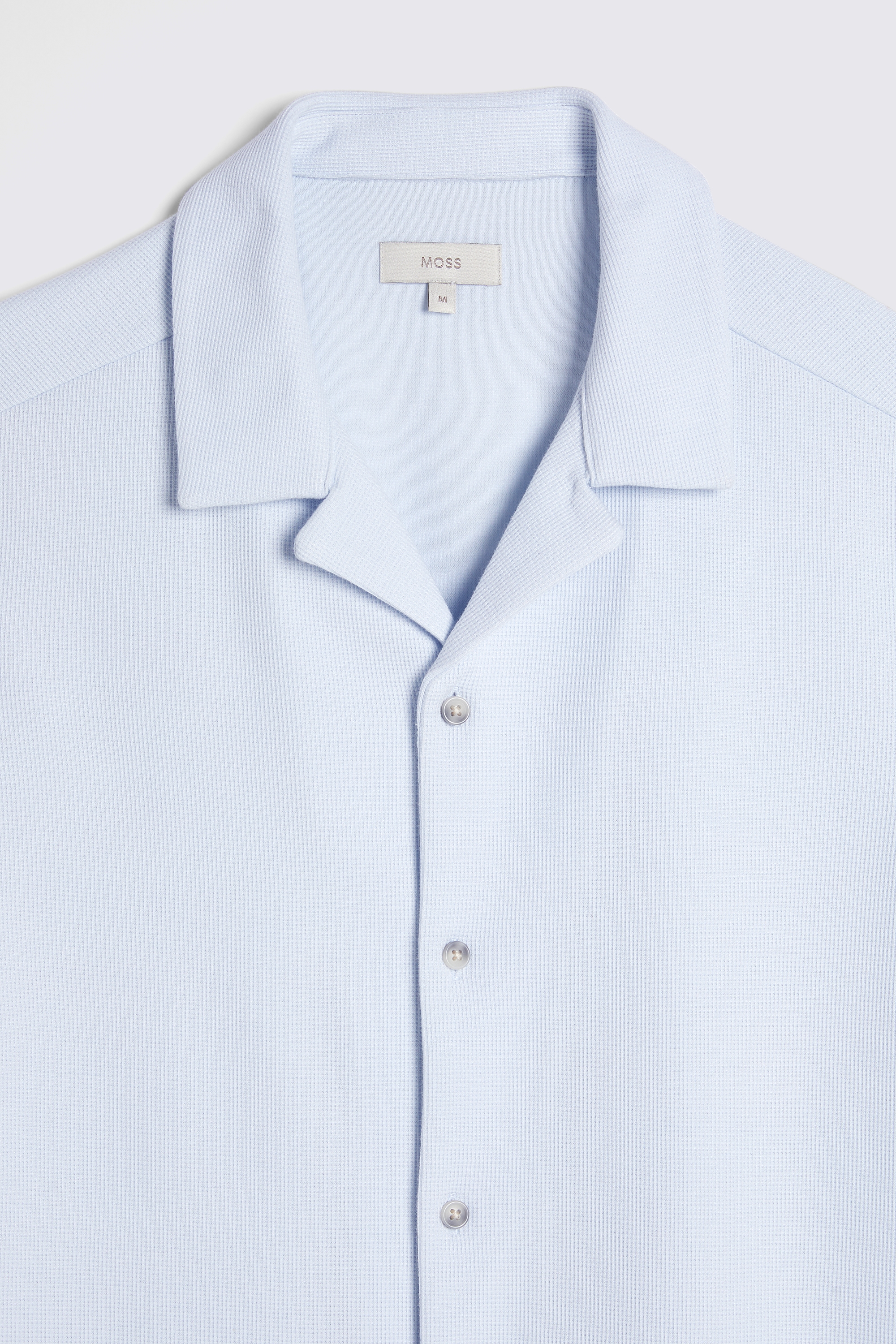 Light Blue Knitted Cuban Collar Shirt