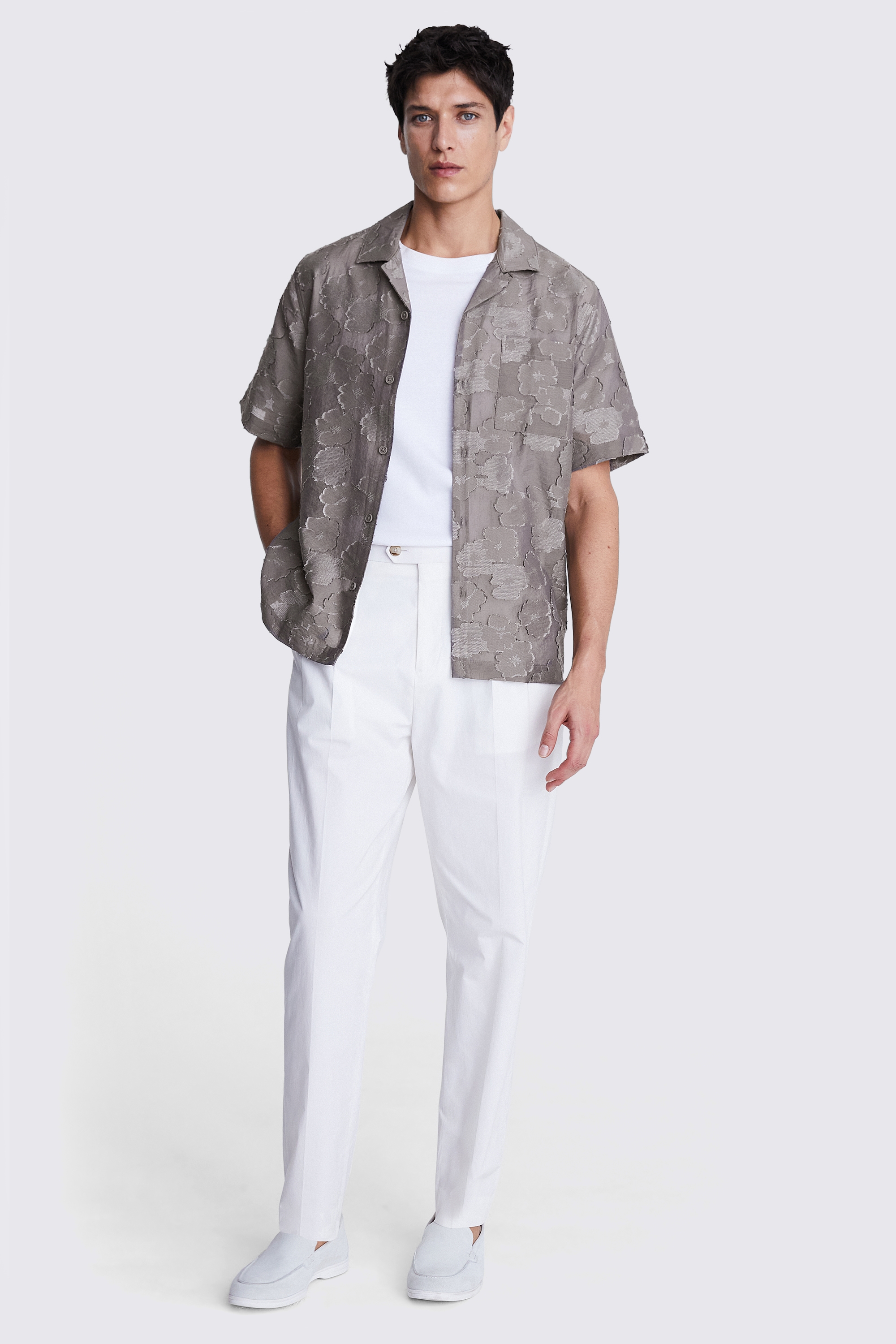 Relaxed Fit Dark Taupe Floral Shirt
