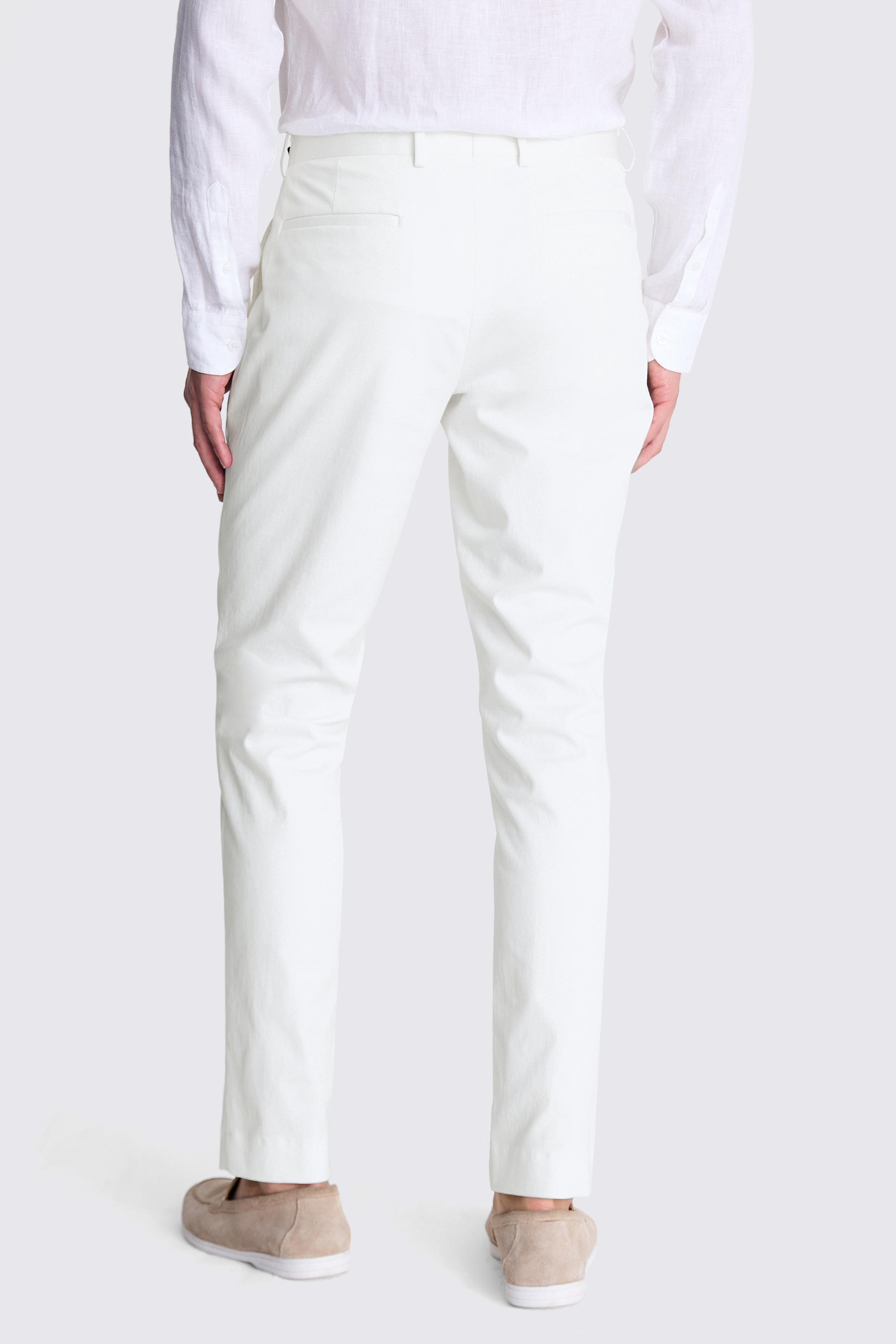 Slim Fit White Cotton Trousers | Buy Online at Moss